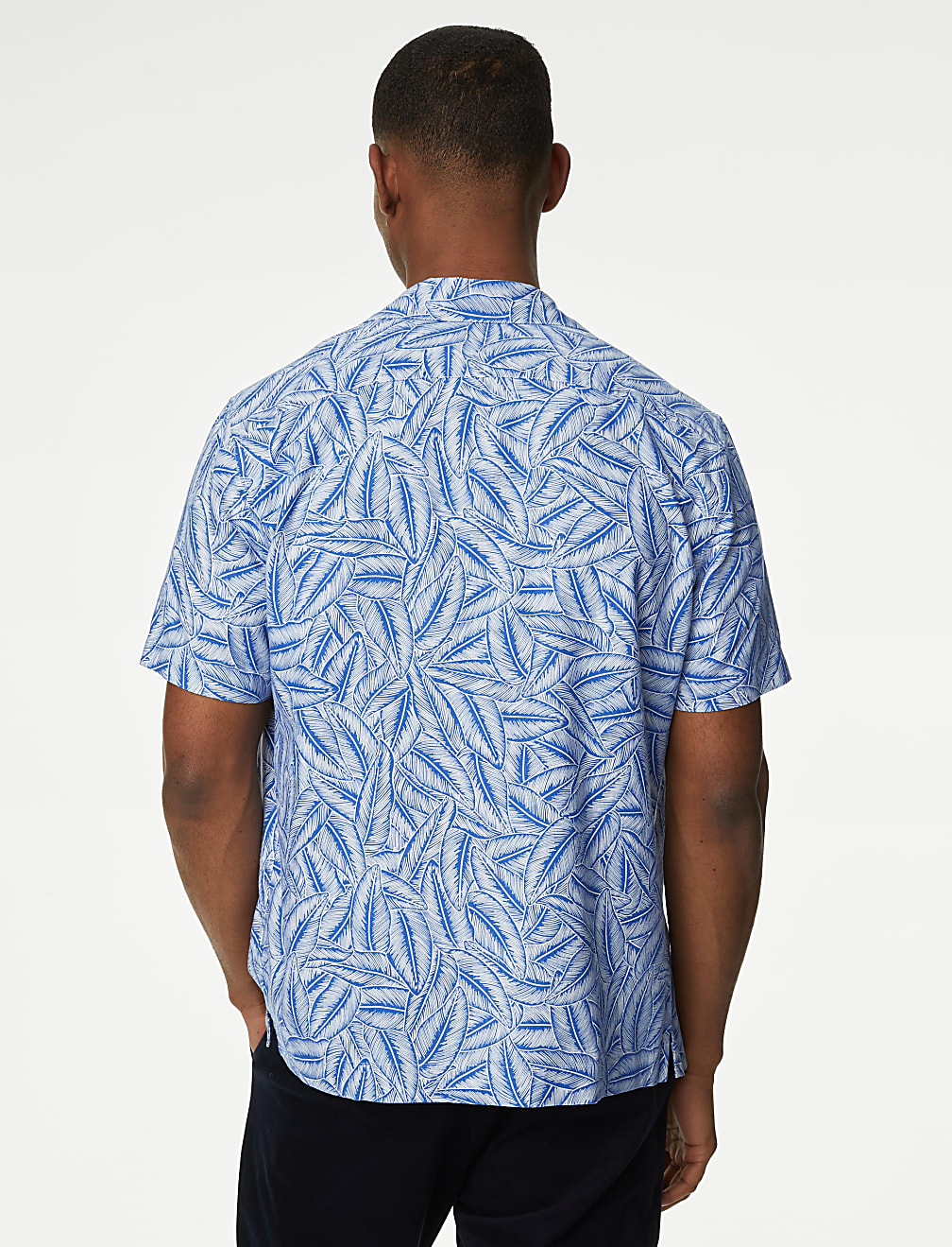 Easy Iron Linen Blend Hawaiian Printed Shirt