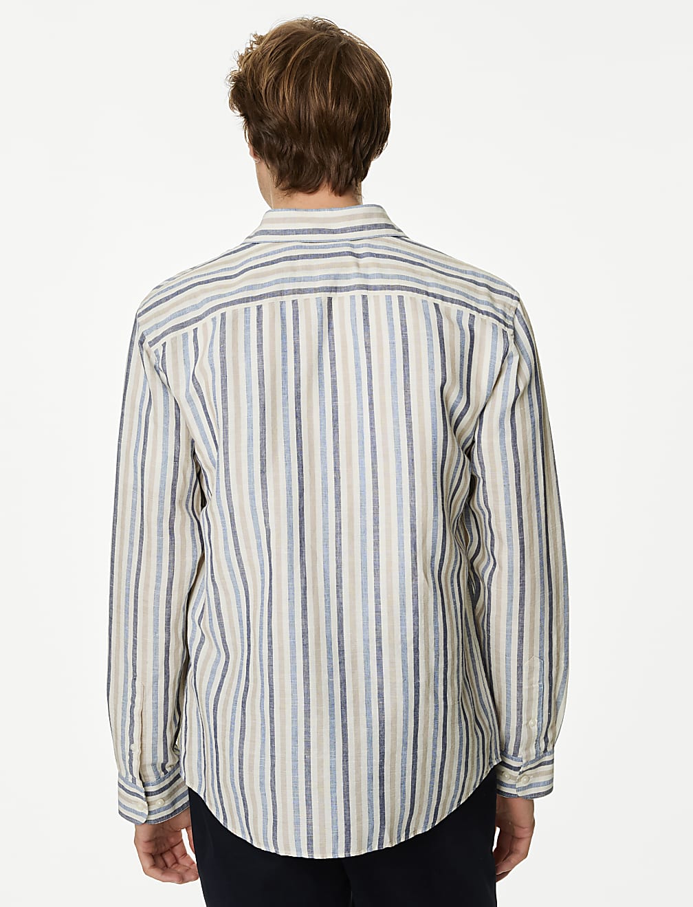 Easy Iron Cotton Linen Blend Striped Shirt