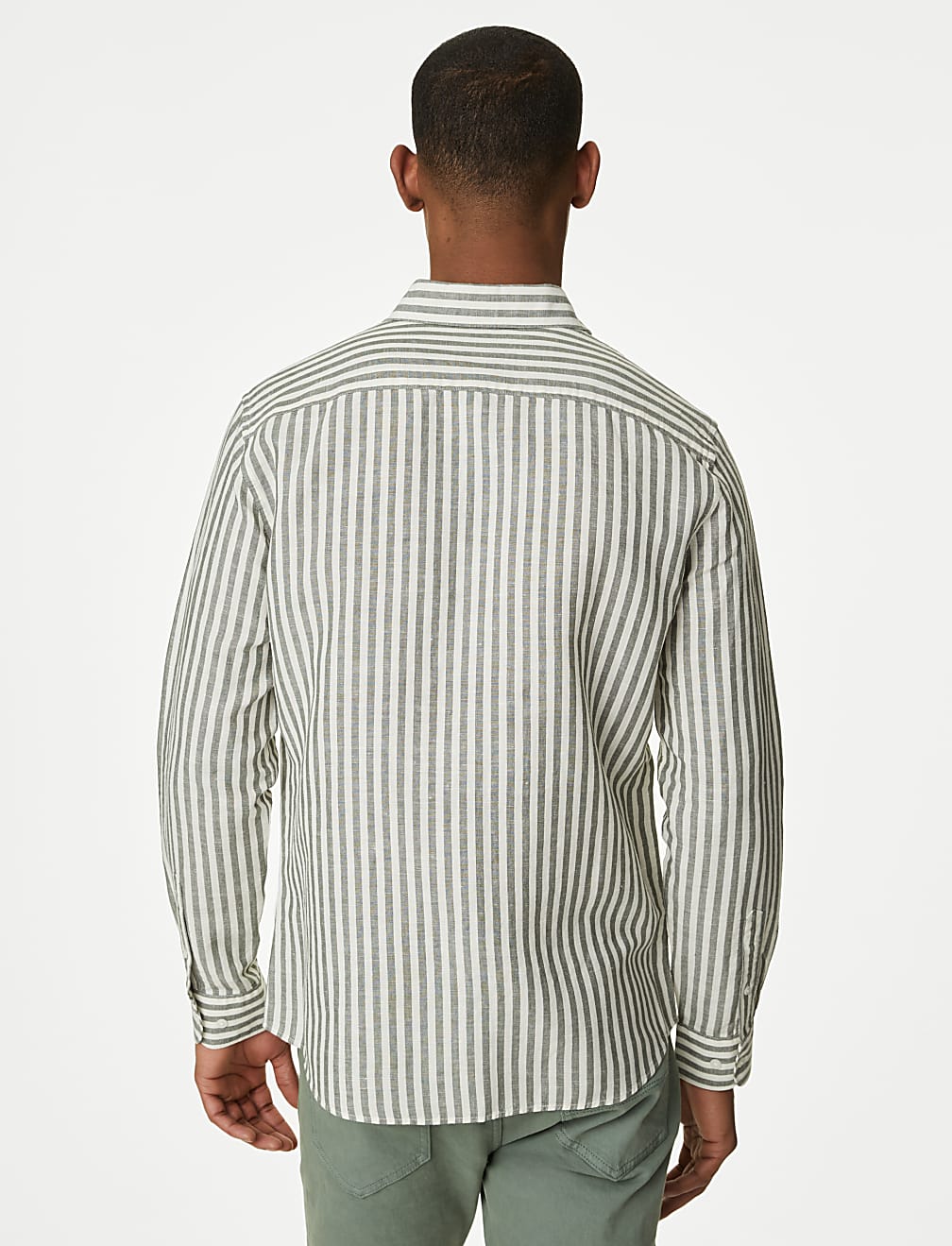 Easy Iron Cotton Linen Blend Striped Shirt