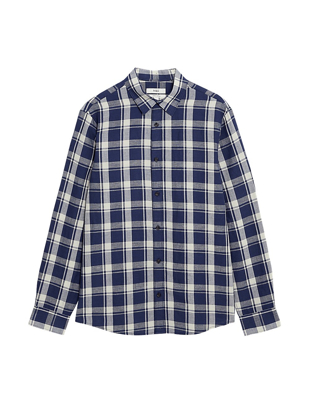 Easy Iron Cotton Linen Blend Check Shirt