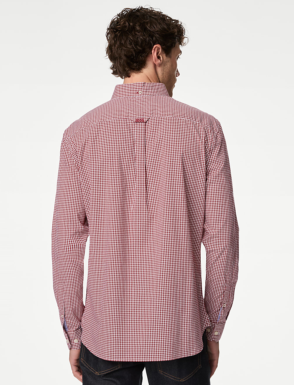 Easy Iron Cotton Stretch Gingham Oxford Shirt