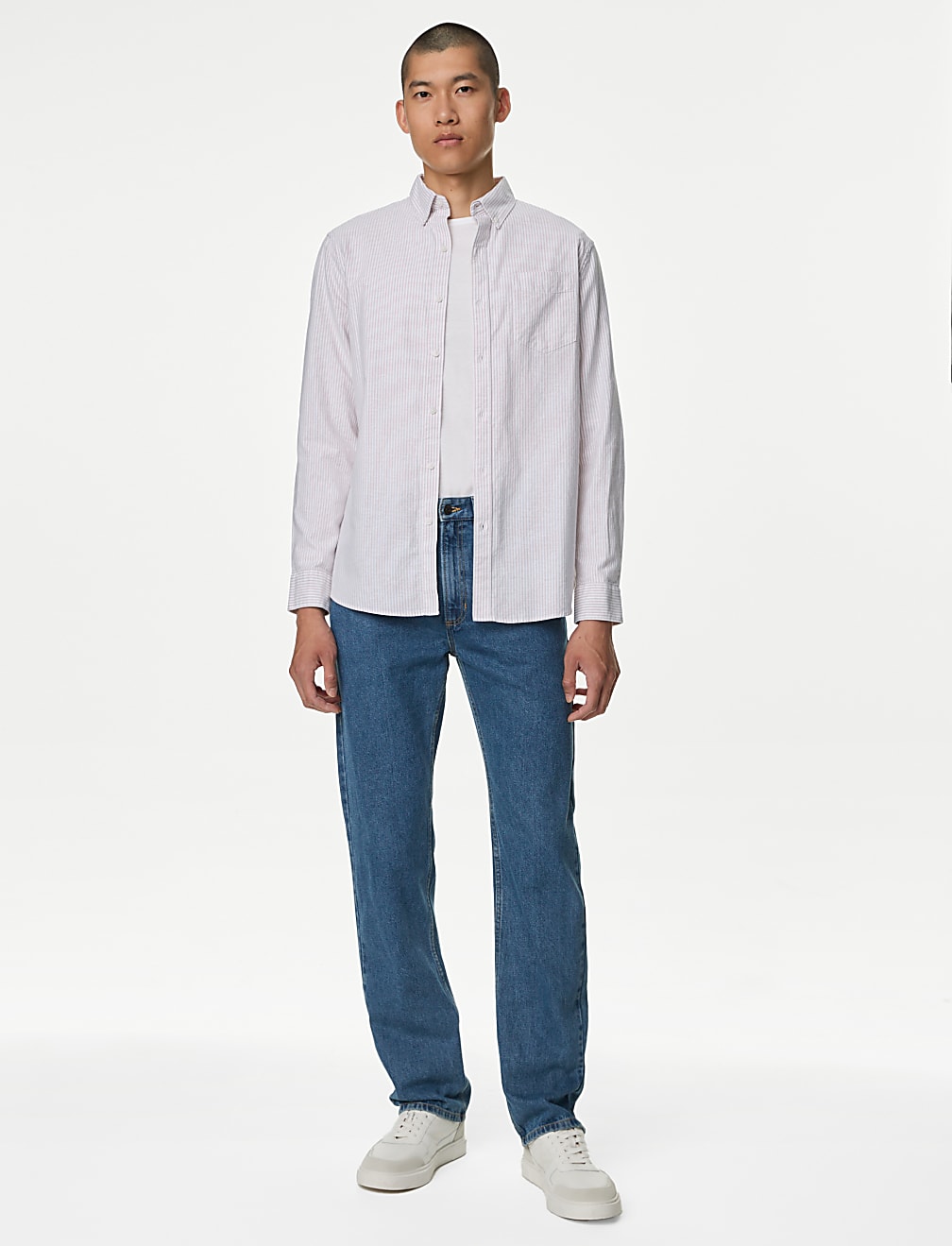 Easy Iron Pure Cotton Striped Oxford Shirt