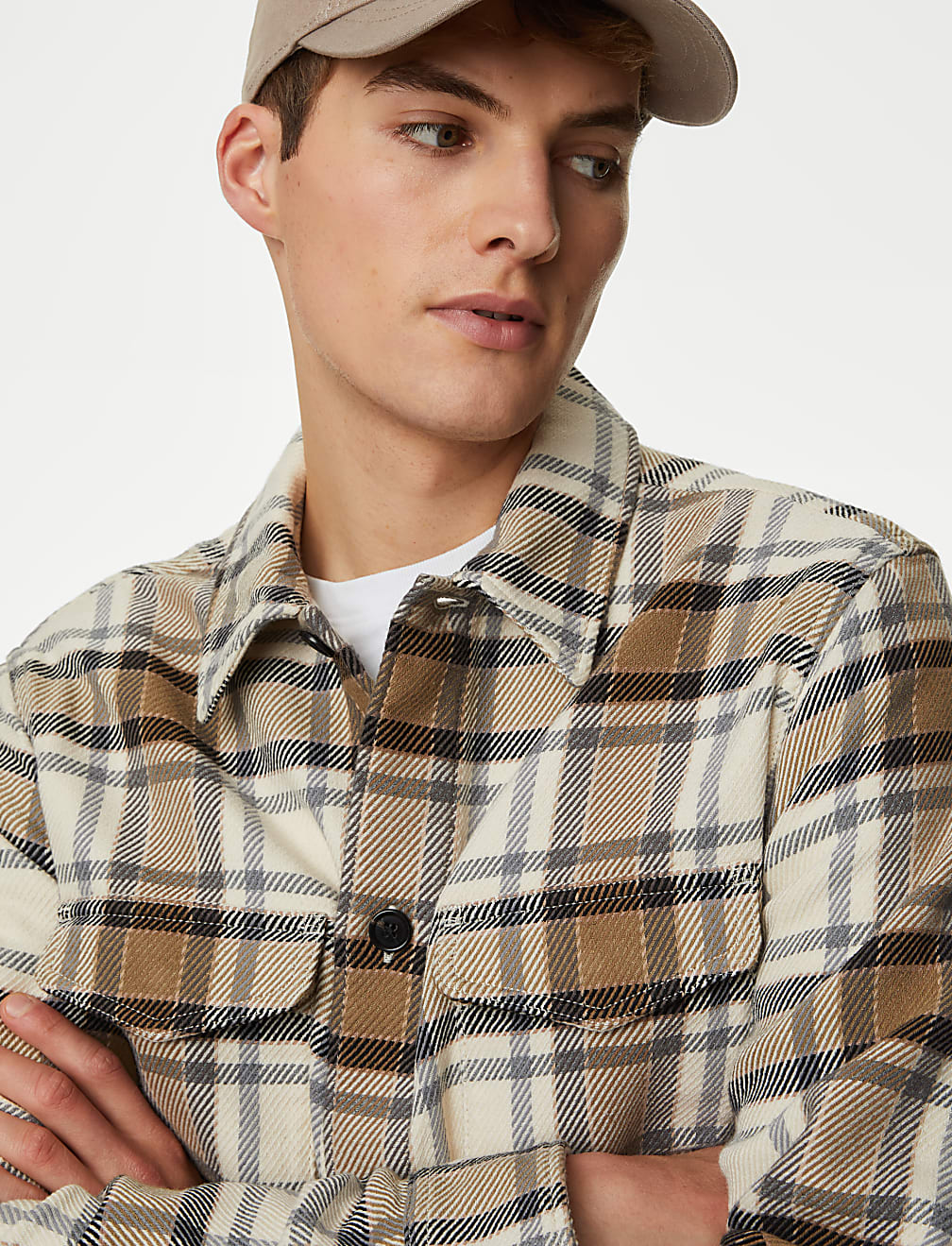 Cotton Rich Check Double Faced Overshirt