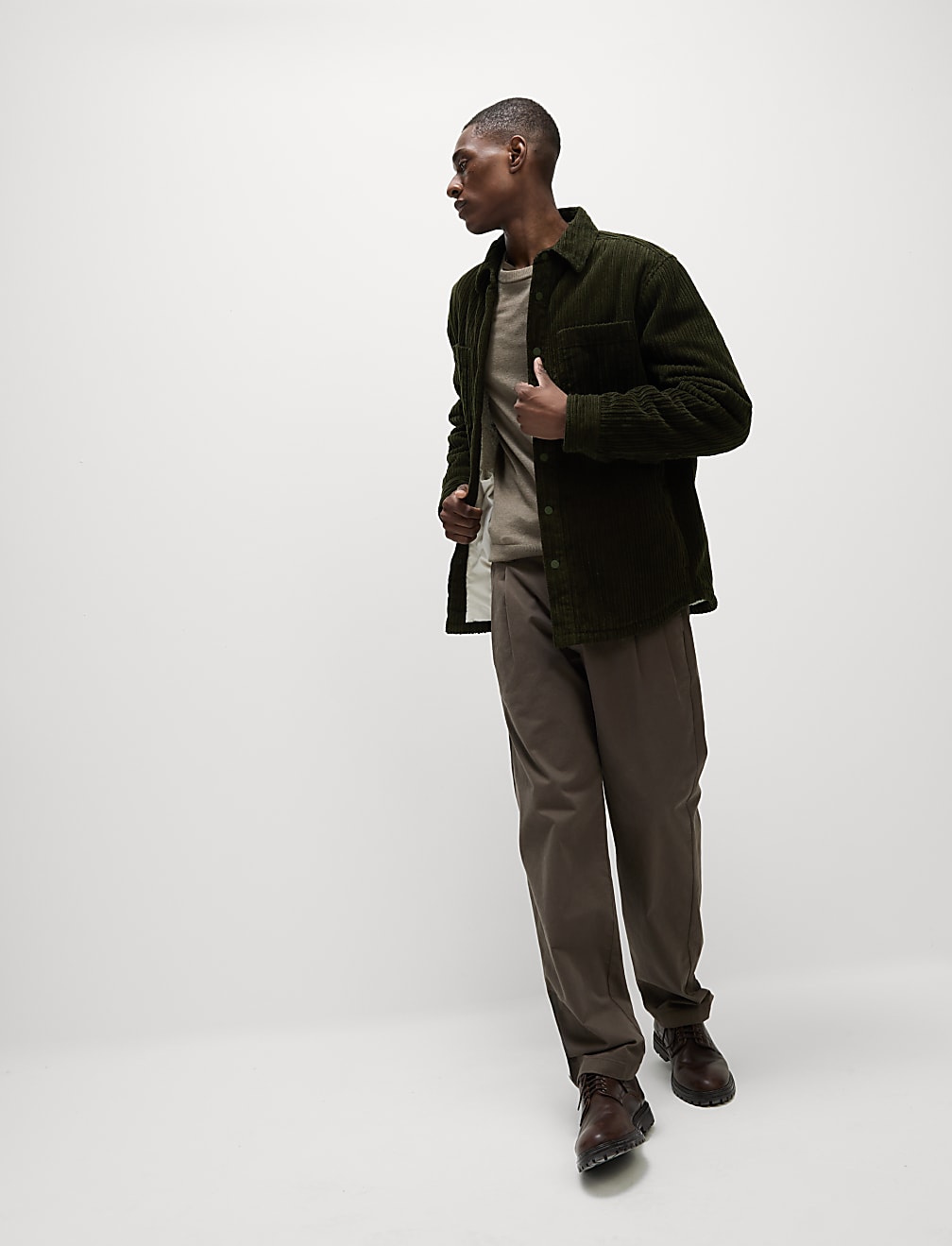 Corduroy Borg Lined Shacket