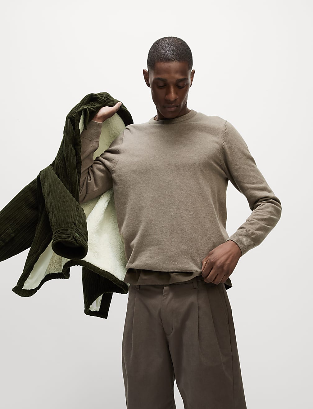 Corduroy Borg Lined Shacket