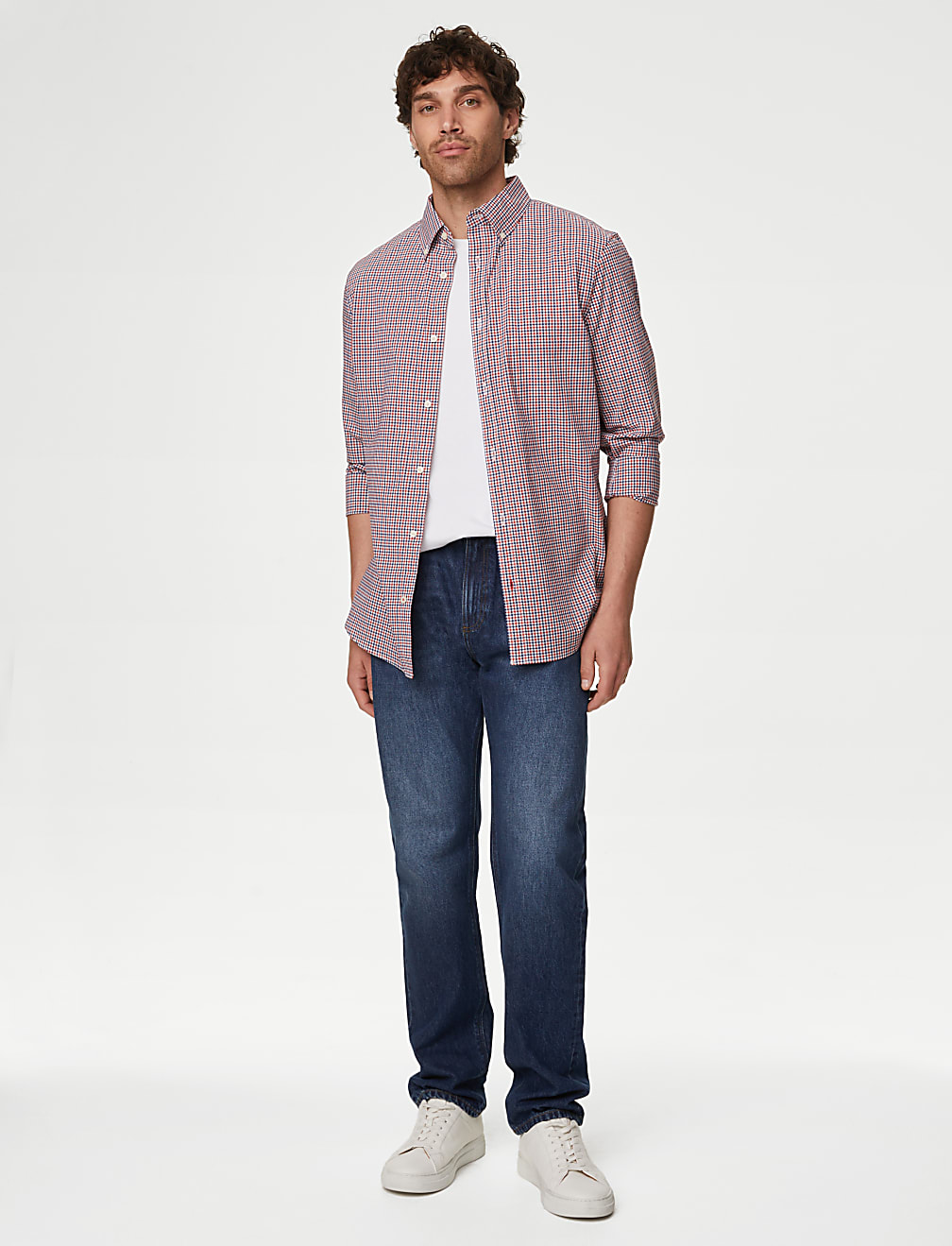Cotton Rich Gingham Check Oxford Shirt