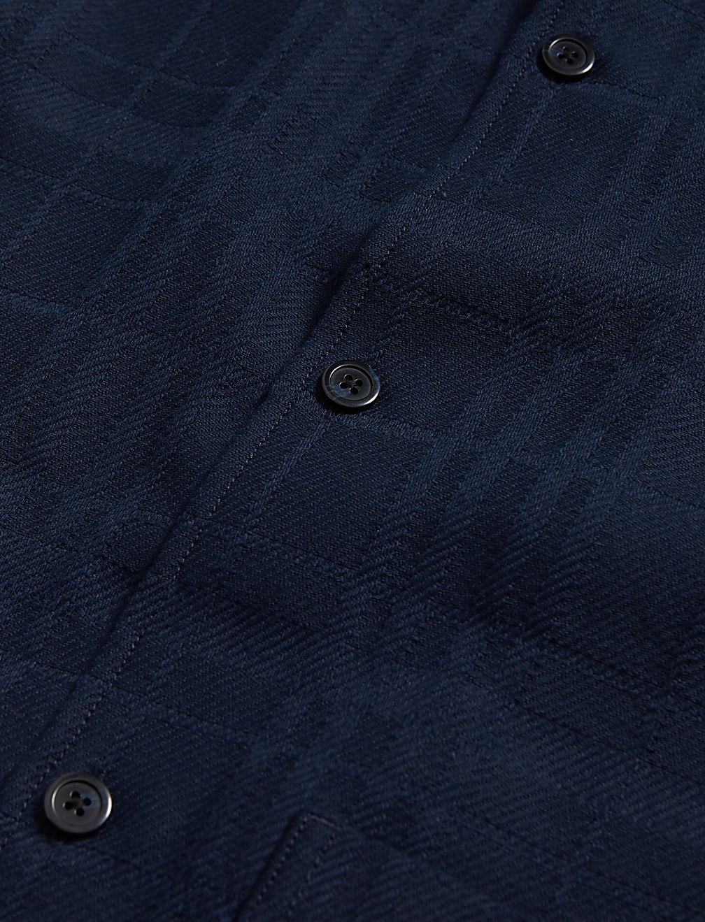 Cotton Blend Check Textured Overshirt