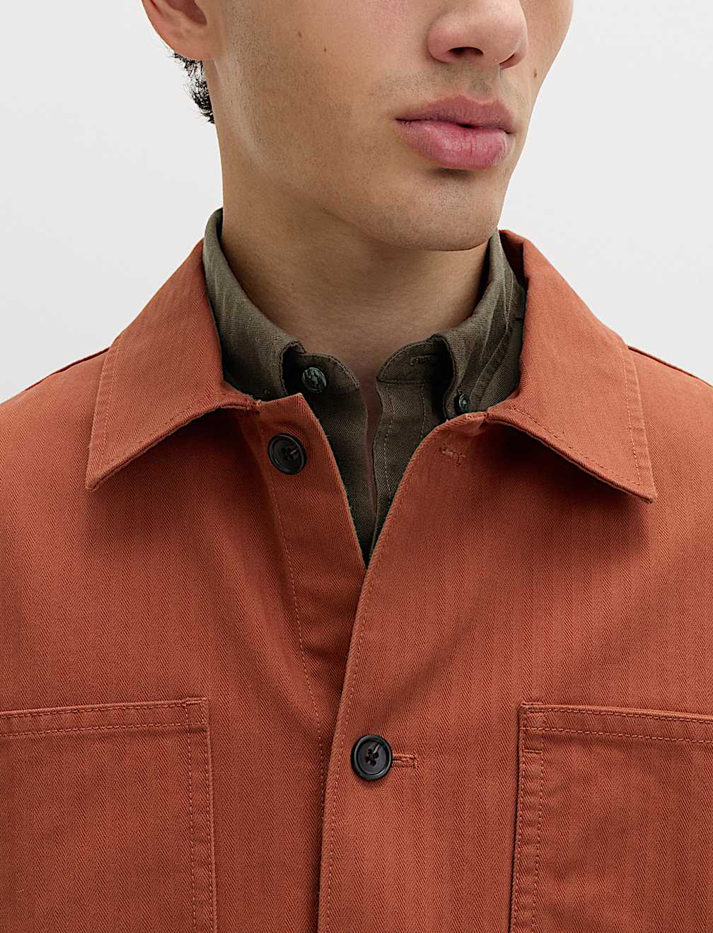 Pure Cotton Herringbone Overshirt​