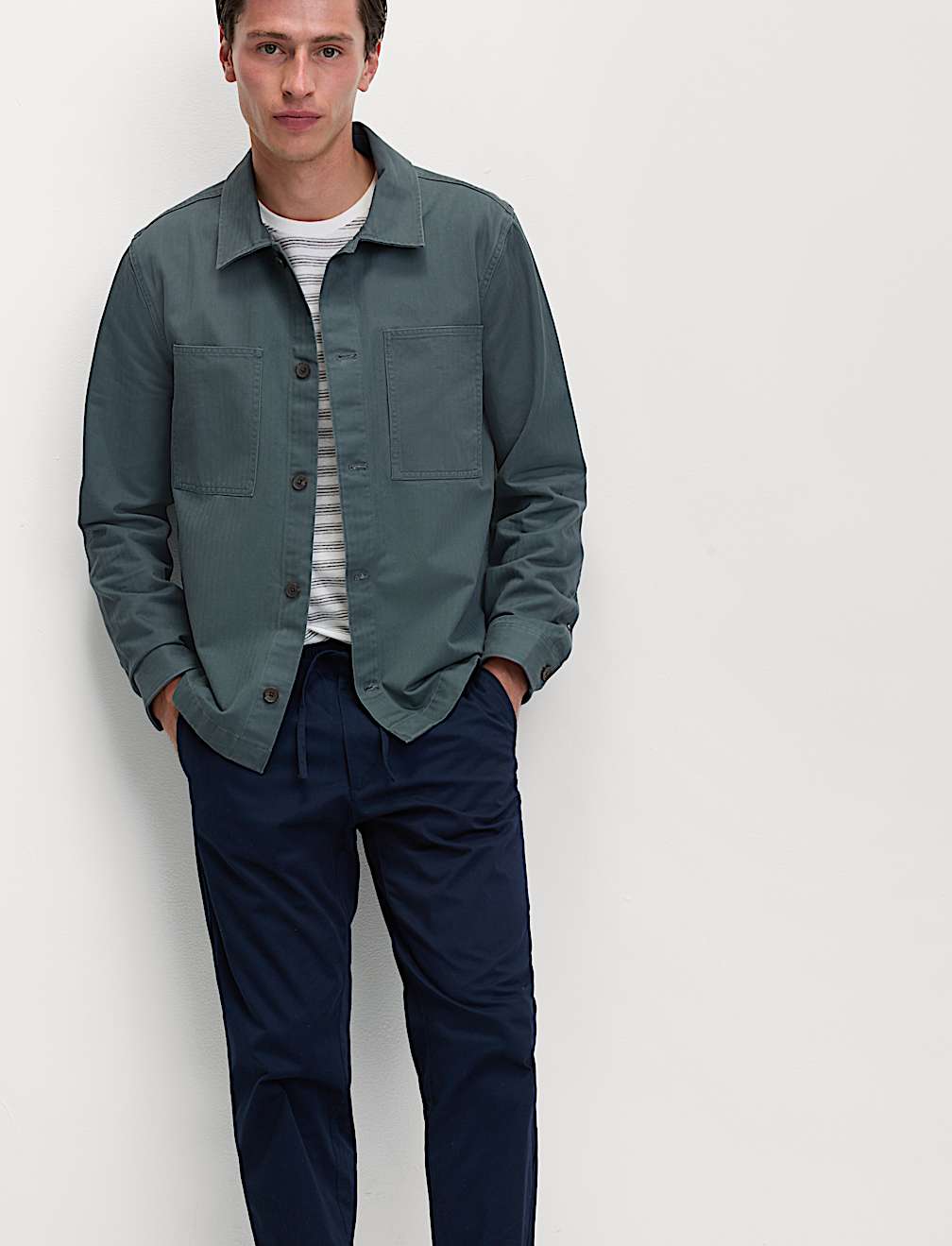 Pure Cotton Herringbone Overshirt​