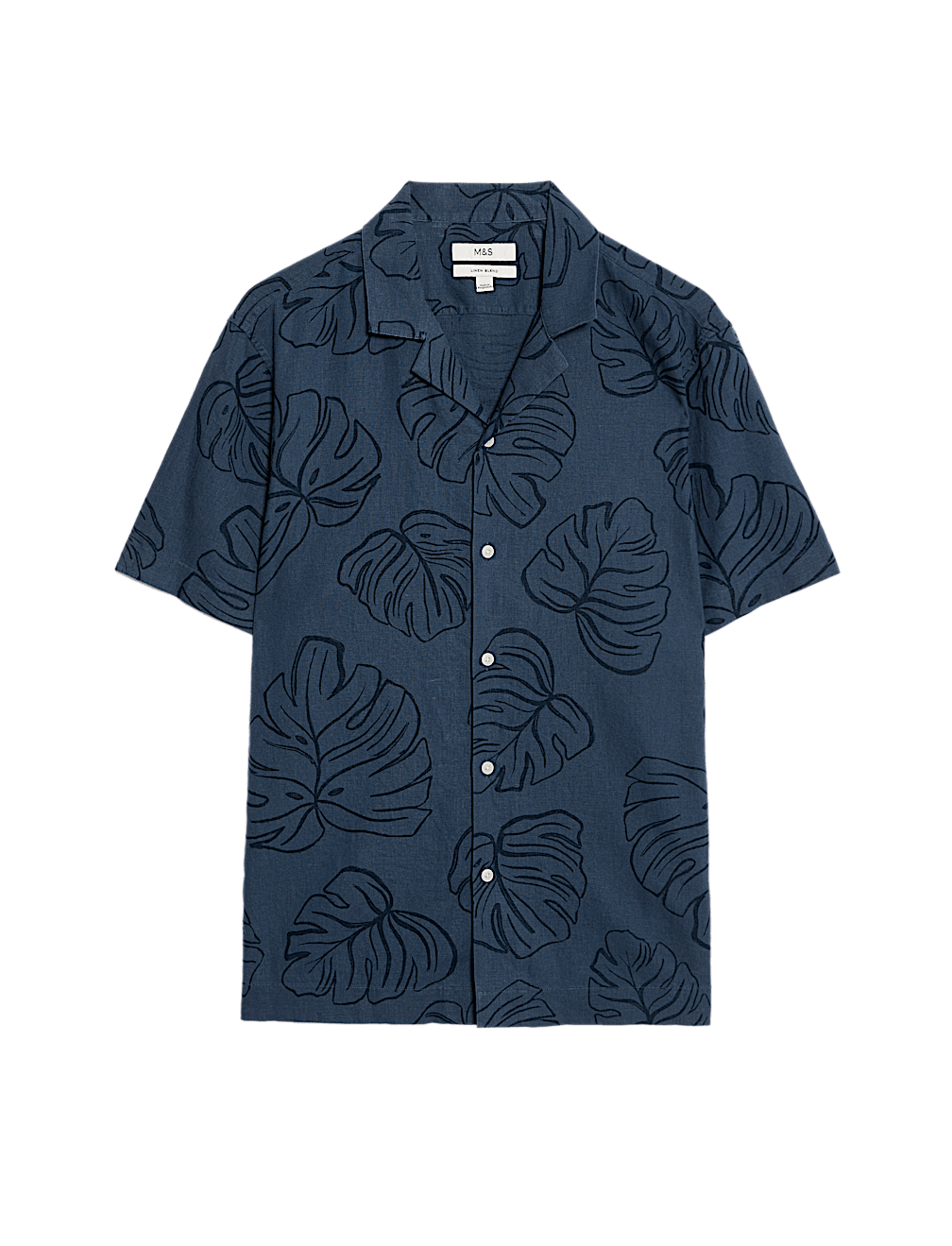 Regular Fit Linen Rich Short Sleeve Print Shirt