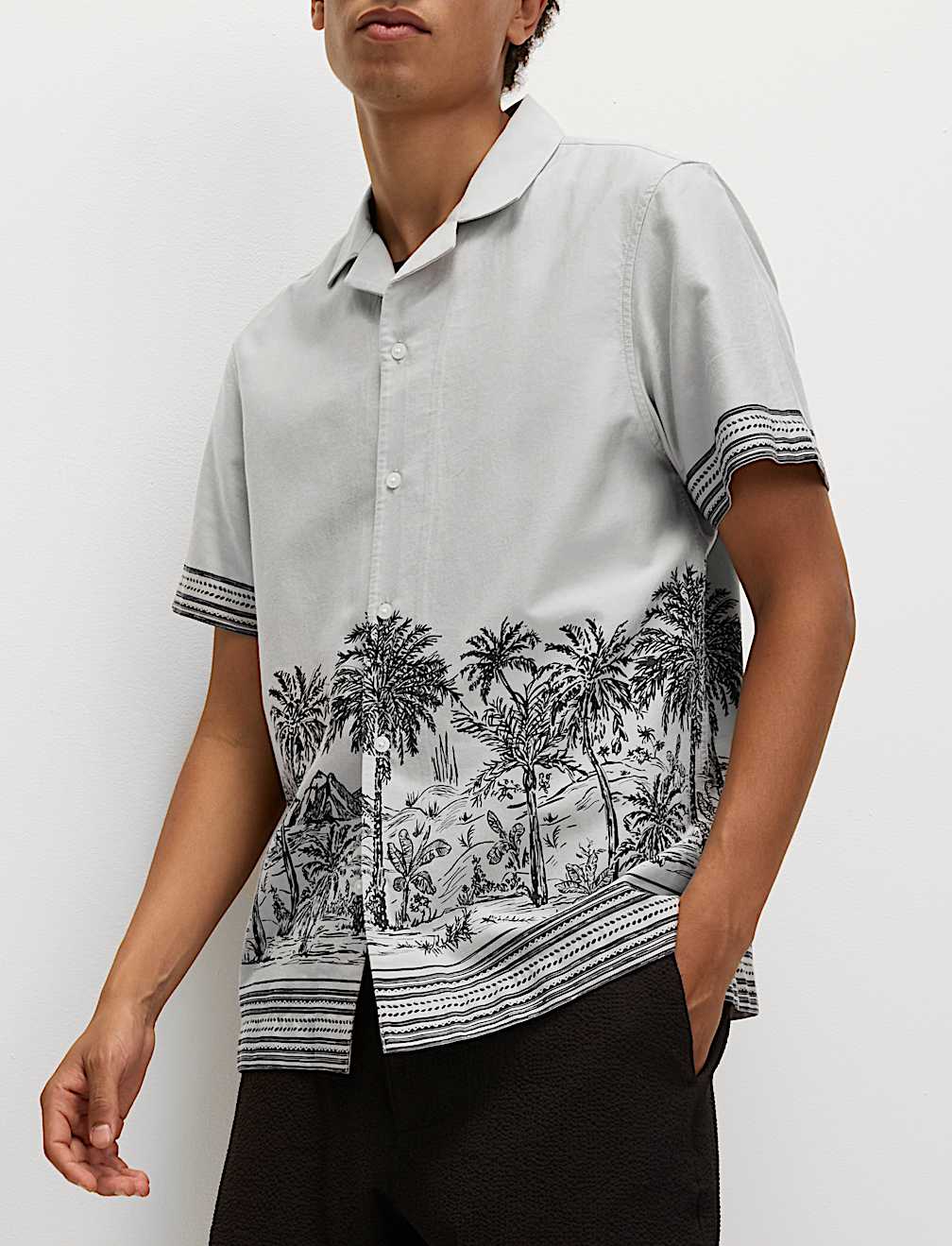 Regular Fit Cotton Blend Short Sleeve Shirt
