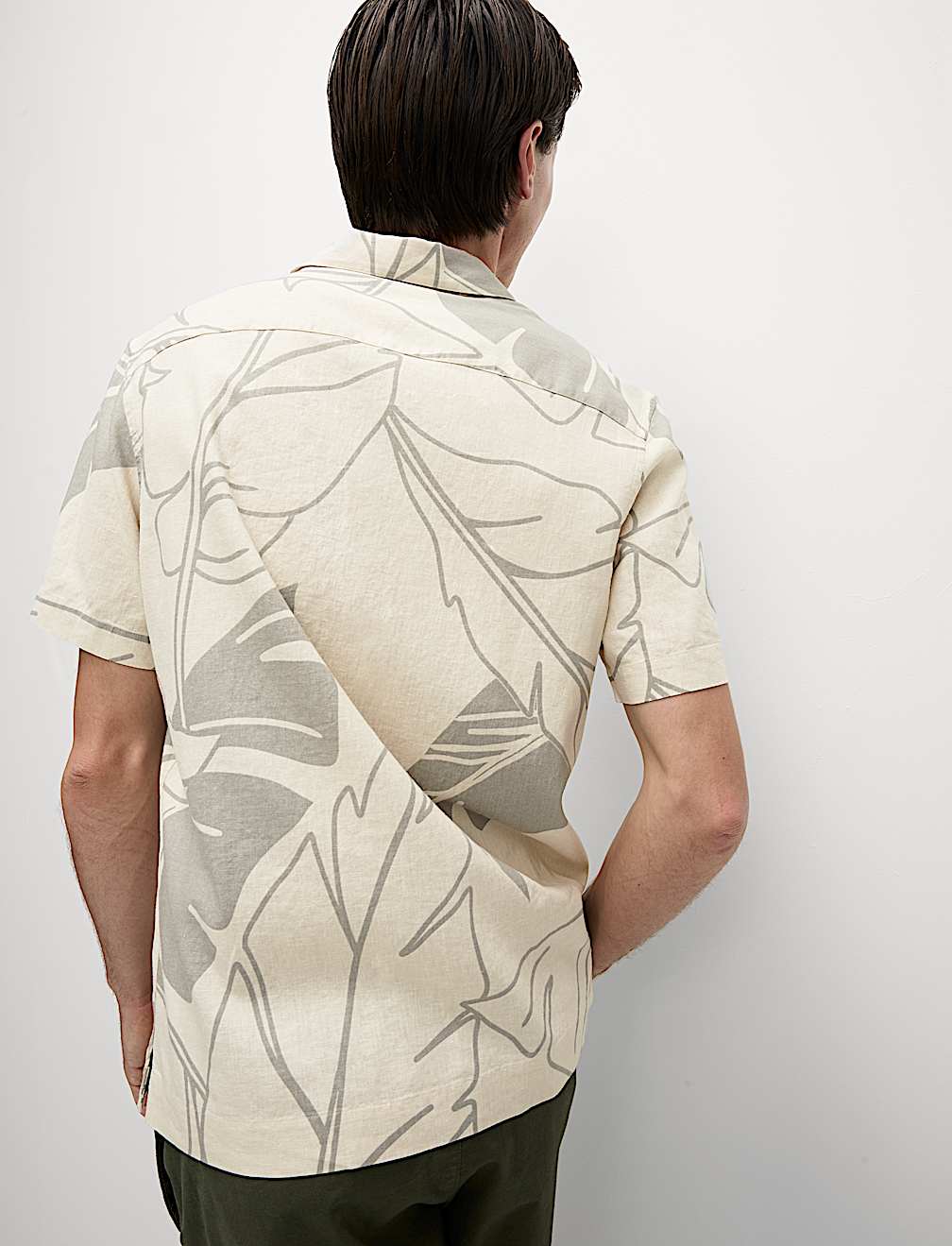 Linen Rich Leaf Print Shirt