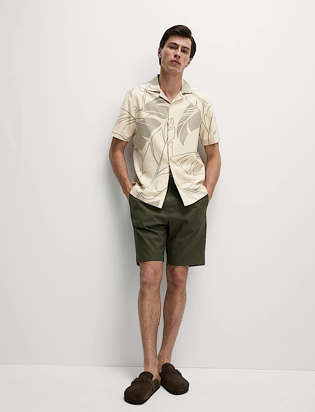 Linen Rich Leaf Print Shirt