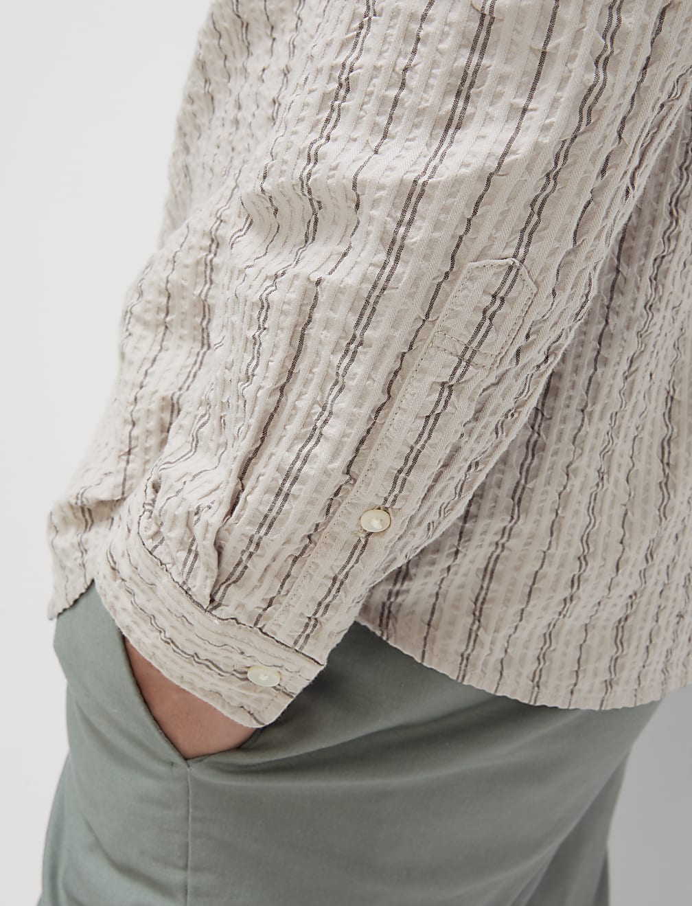 Pure Cotton Striped Seersucker Shirt