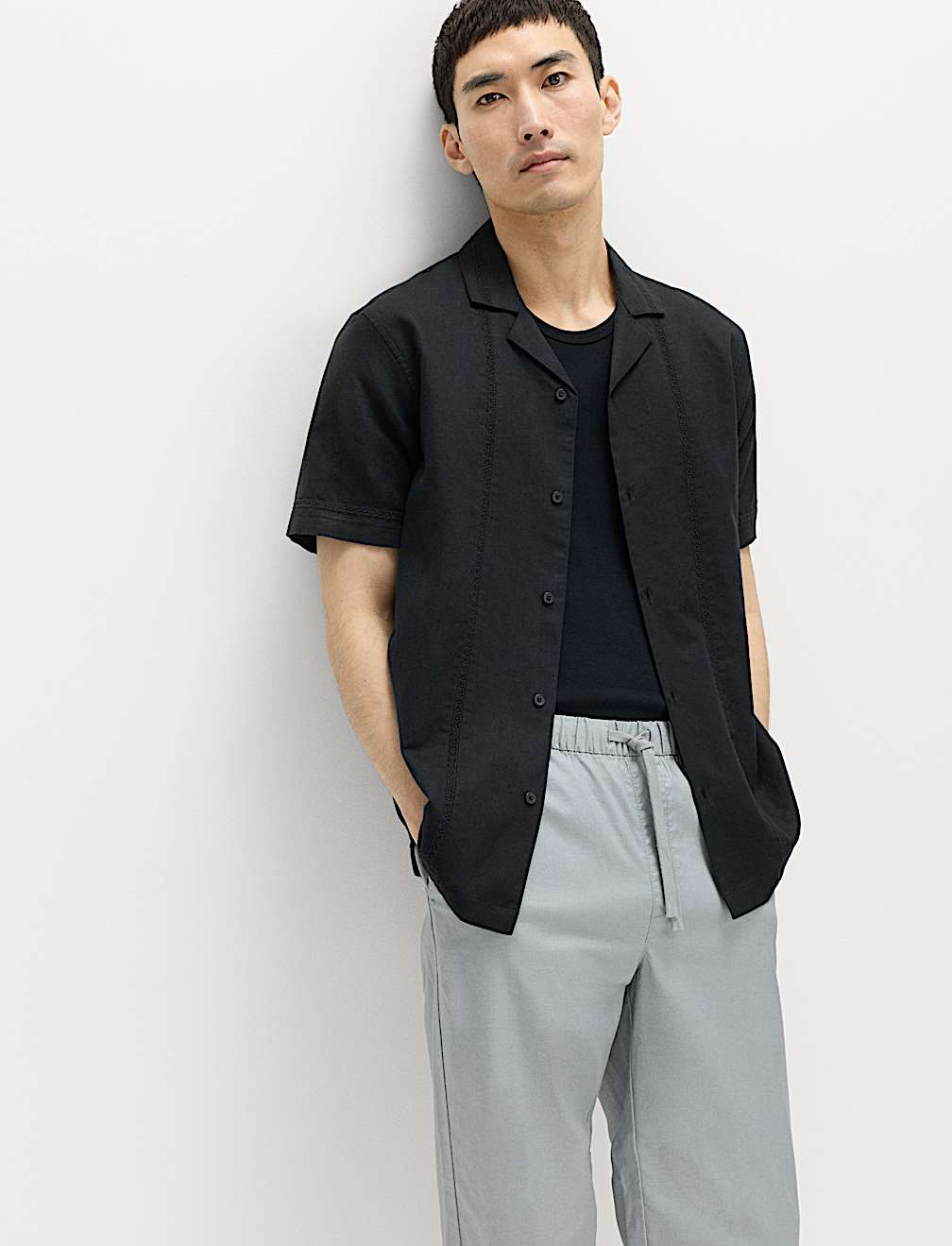 Short Sleeve Linen Blend Shirt