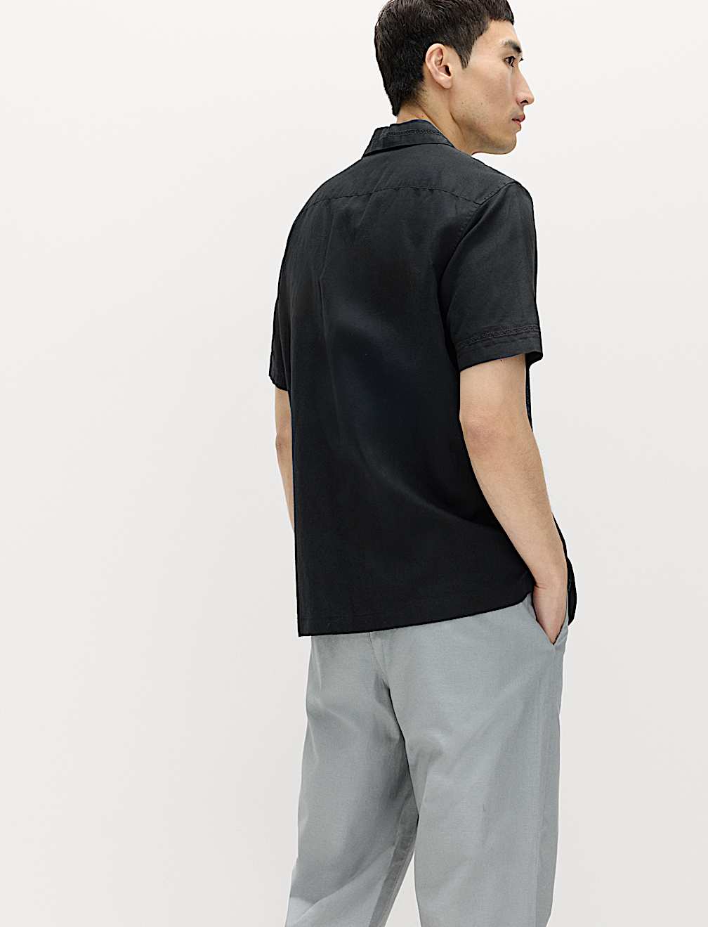 Short Sleeve Linen Blend Shirt