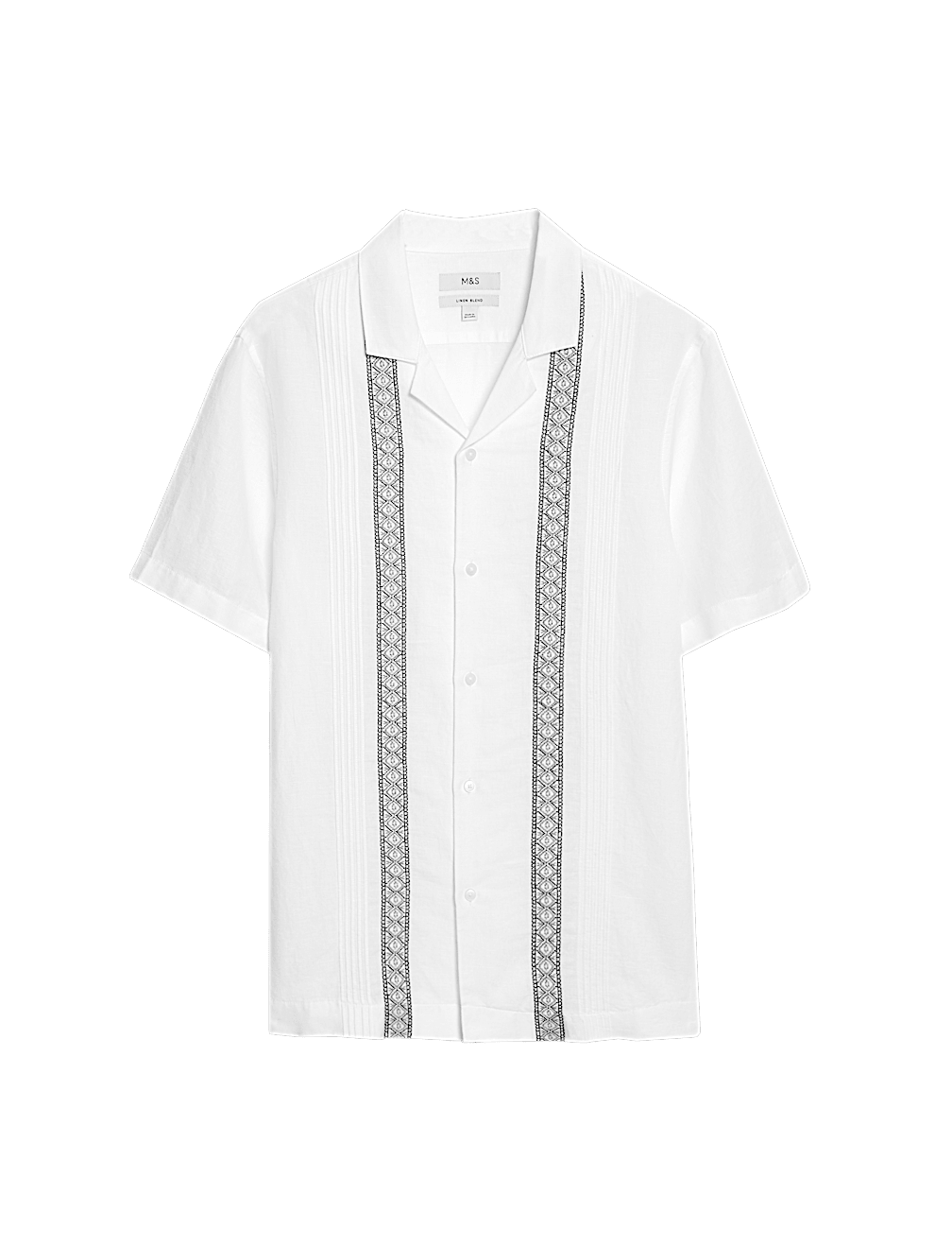 Cotton Linen Blend Embroidered Shirt