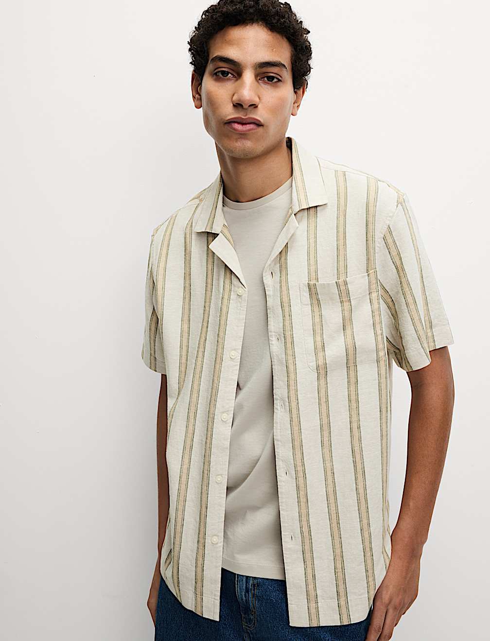 SS Linen Blend Stripe