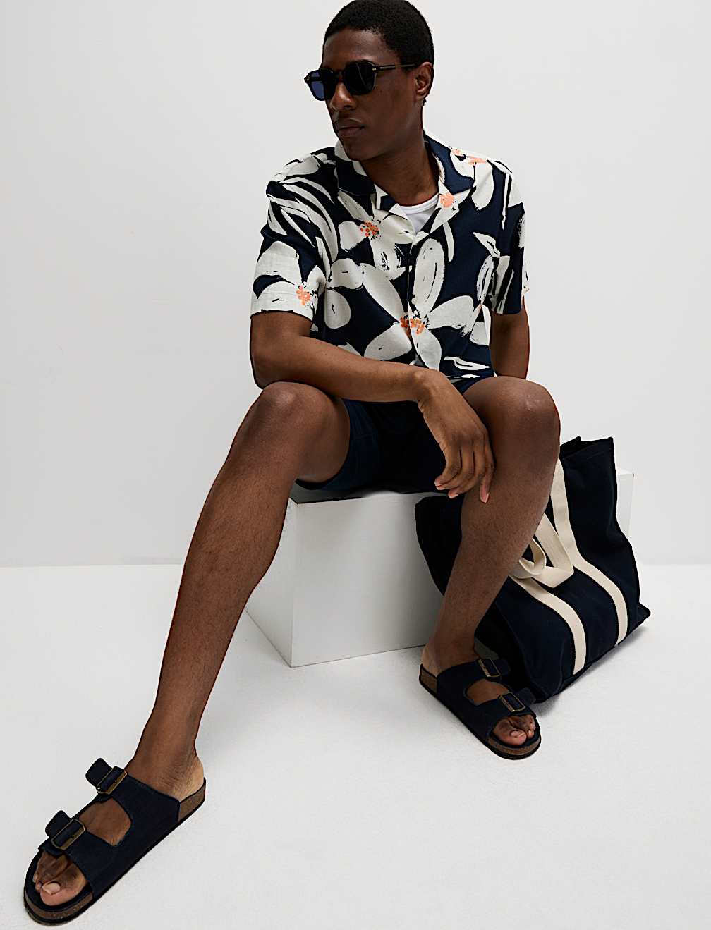 Regular Fit Linen Rich Hawaiian Shirt