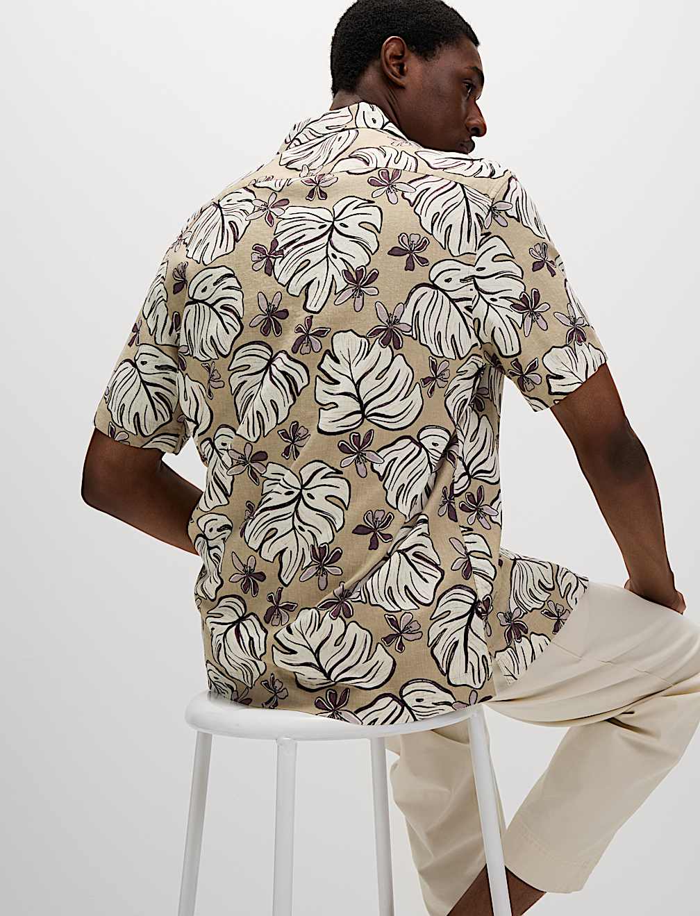 Regular Fit Linen Rich Printed Shirt