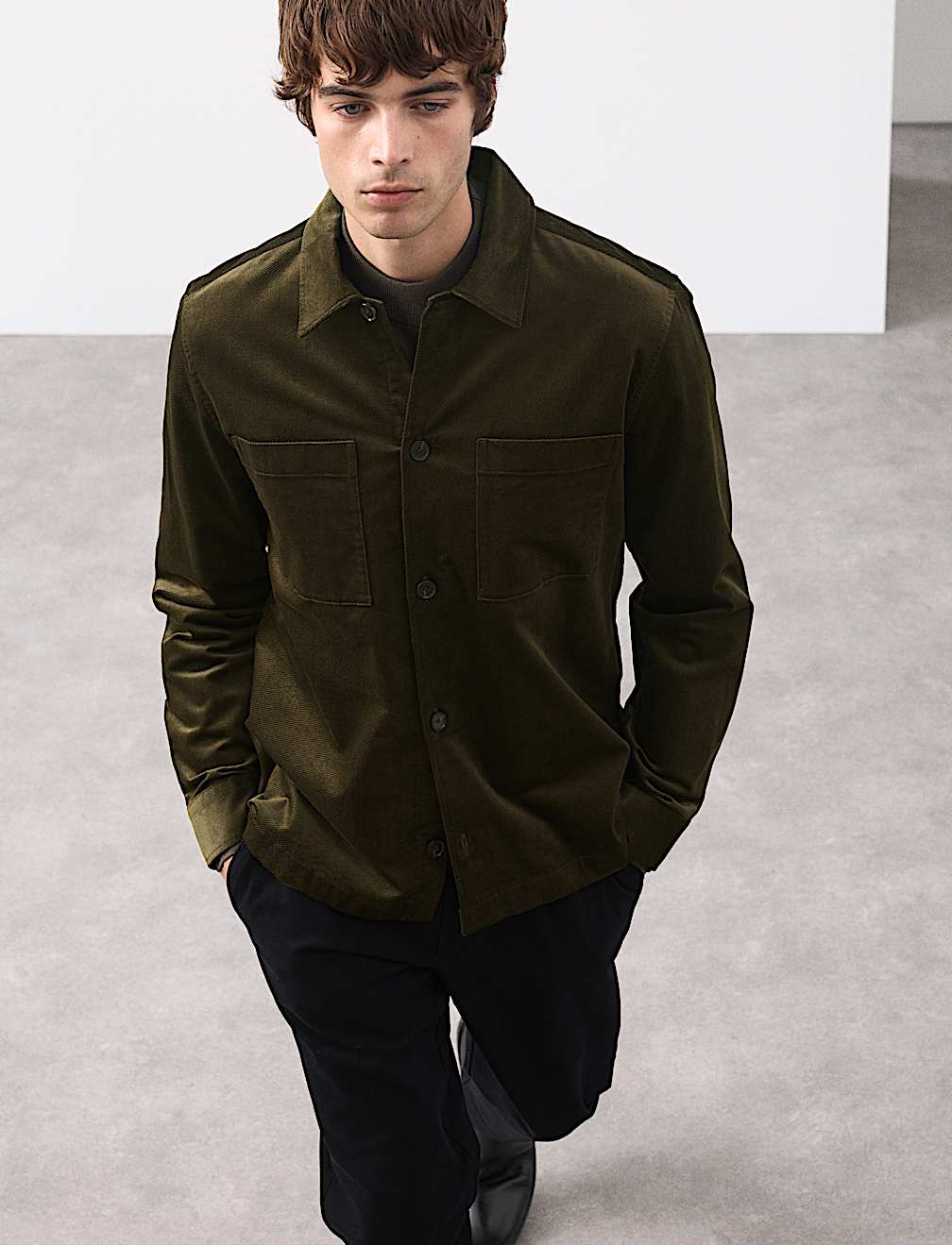 Regular Fit Cotton Rich Corduroy Shirt