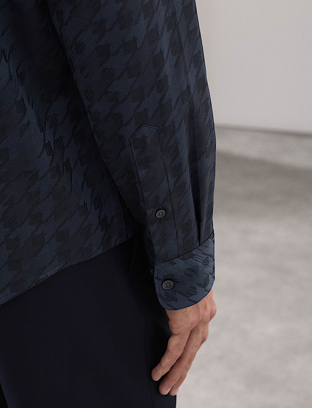Regular Fit Cotton Rich Houndstooth Shirt