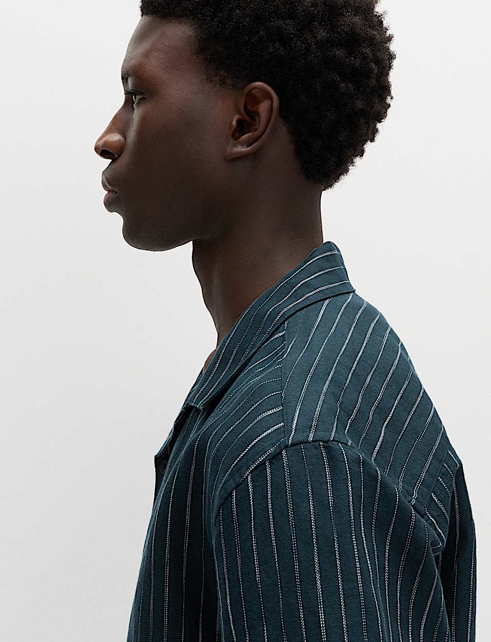 Cotton Linen Blend Striped Short Sleeve Shirt