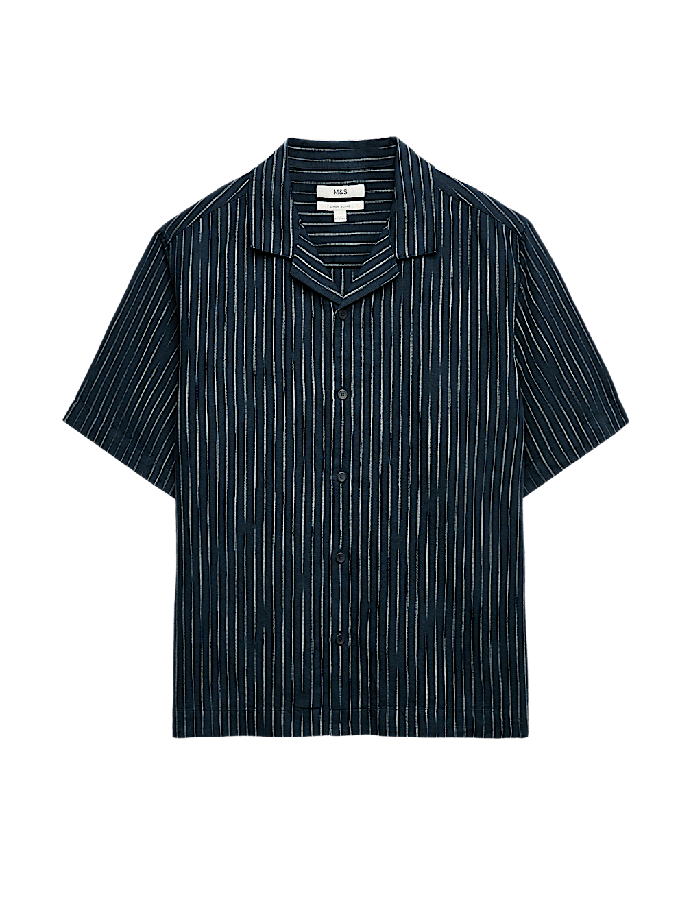 Cotton Linen Blend Striped Short Sleeve Shirt