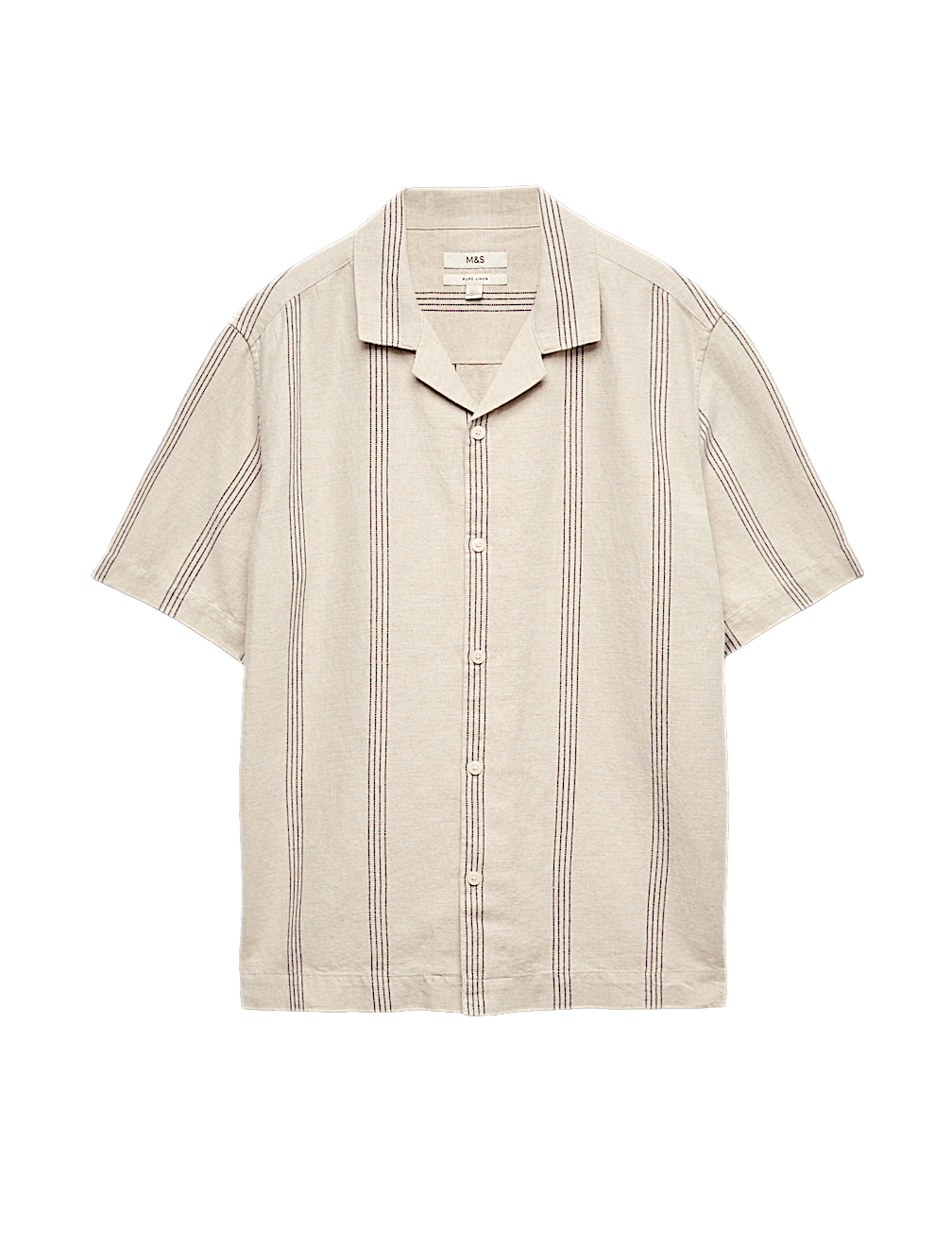 Cotton Linen Blend Striped Short Sleeve Shirt