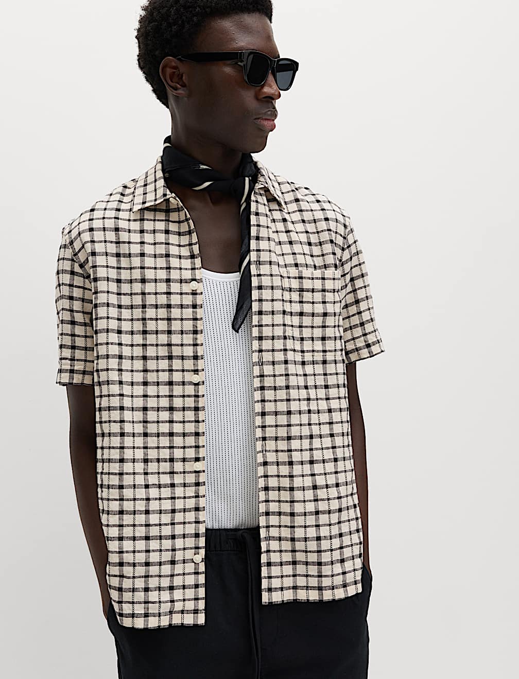 Linen Rich Check Short Sleeve Shirt