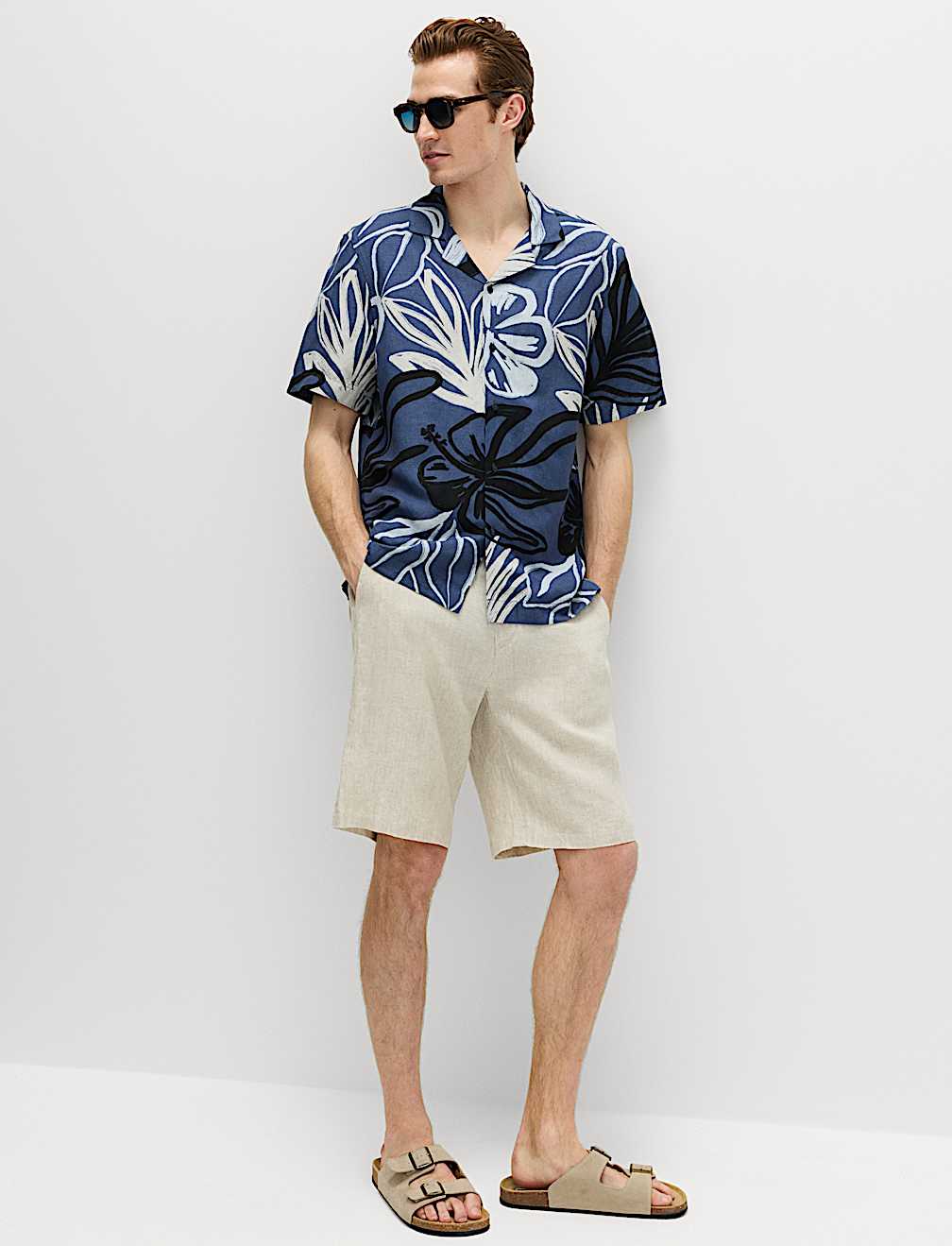 Linen Blend Hawaiian Short Sleeve Shirt