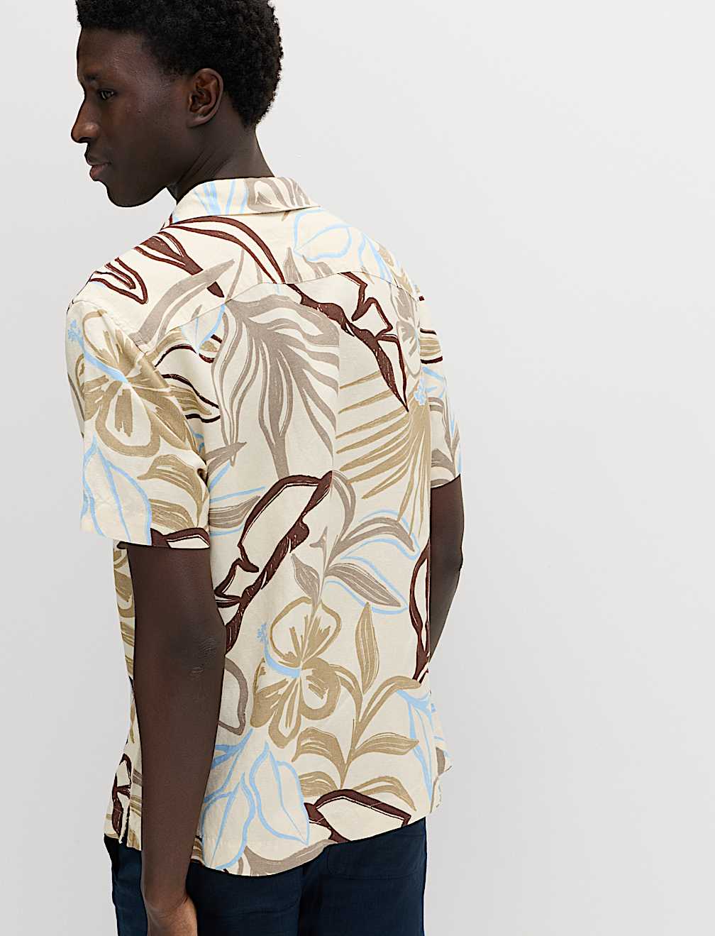 Linen Blend Hawaiian Short Sleeve Shirt