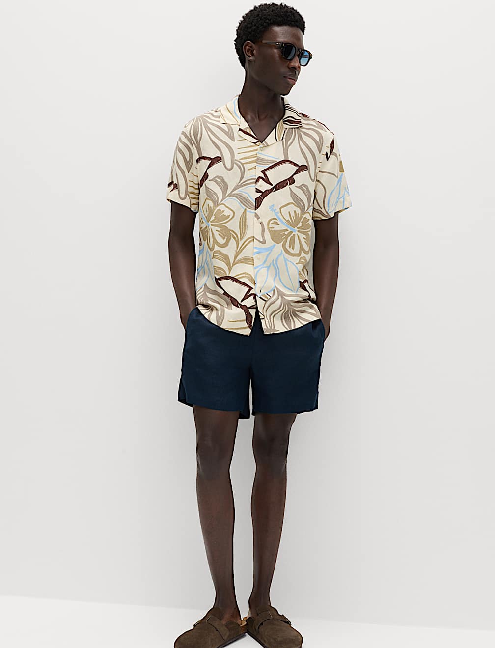 Linen Blend Hawaiian Short Sleeve Shirt
