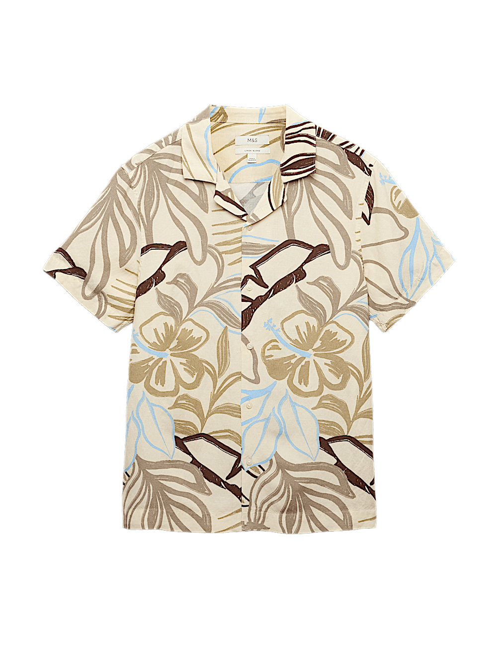 Linen Blend Hawaiian Short Sleeve Shirt