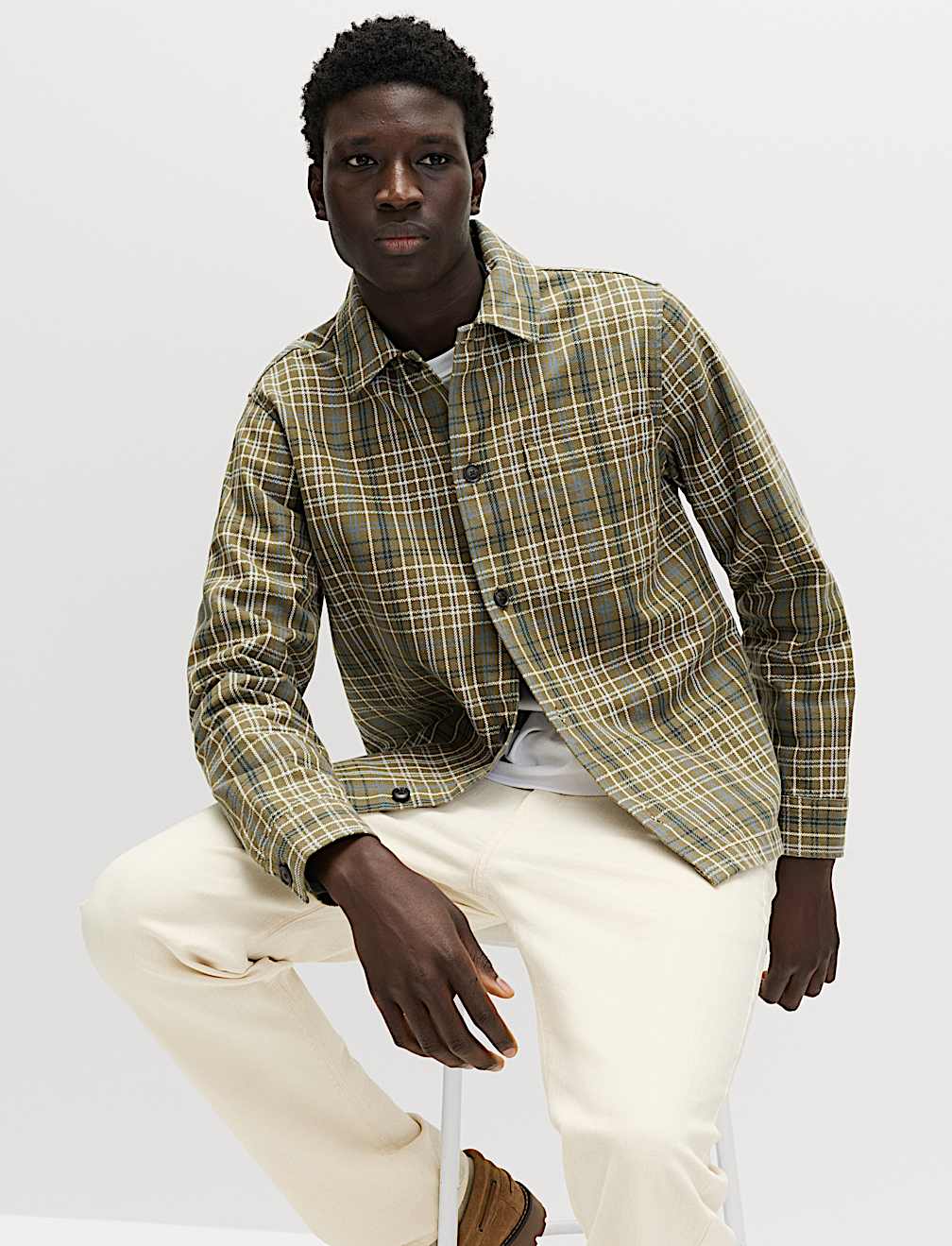 Pure Cotton Check Overshirt