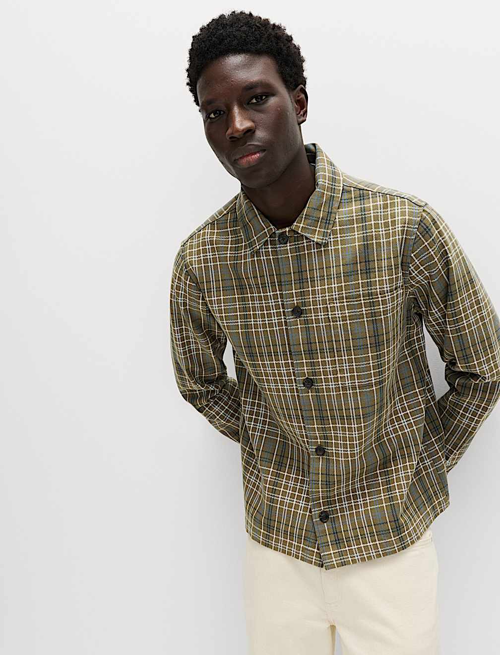 Pure Cotton Check Overshirt