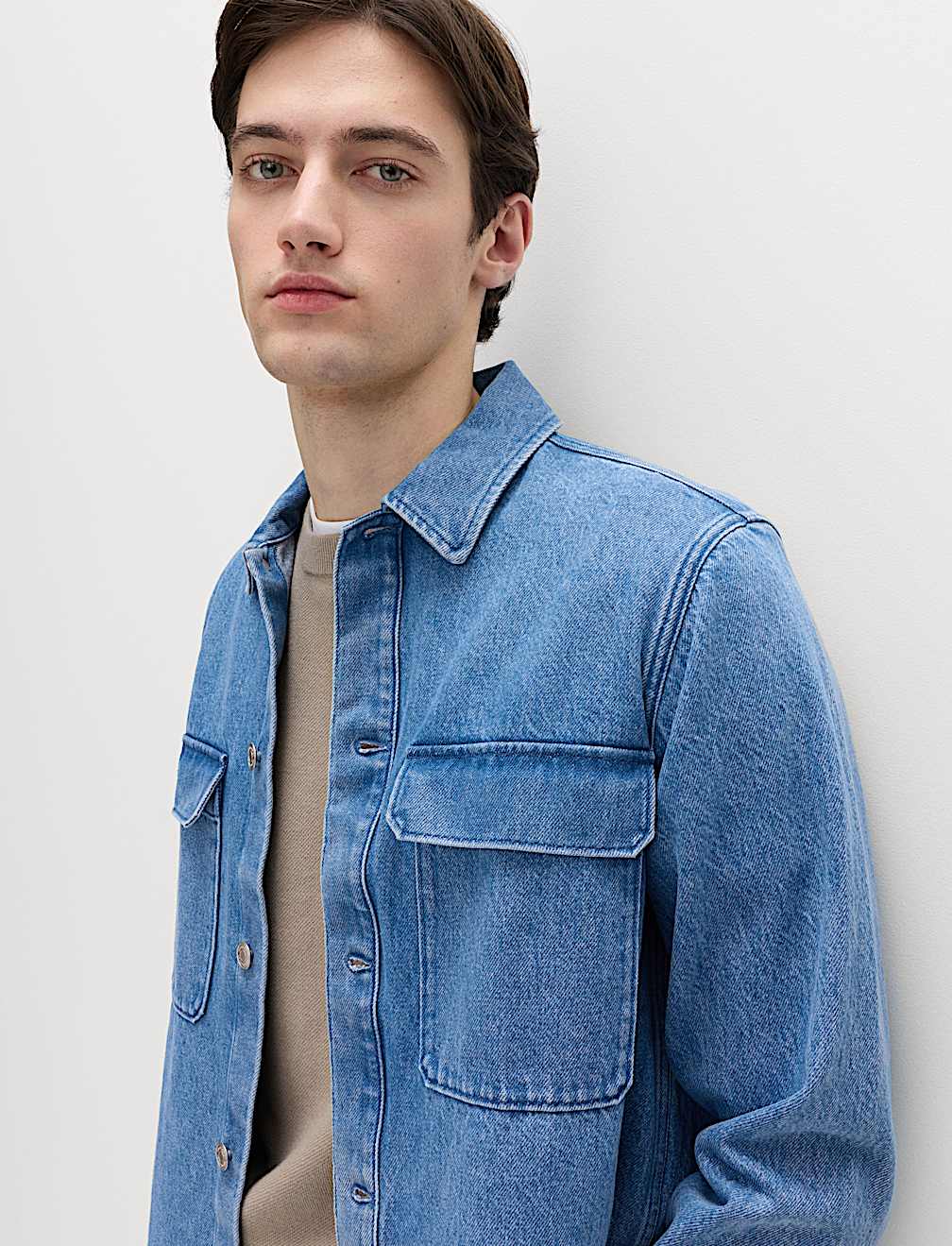 Regular Fit Pure Cotton Denim Overshirt