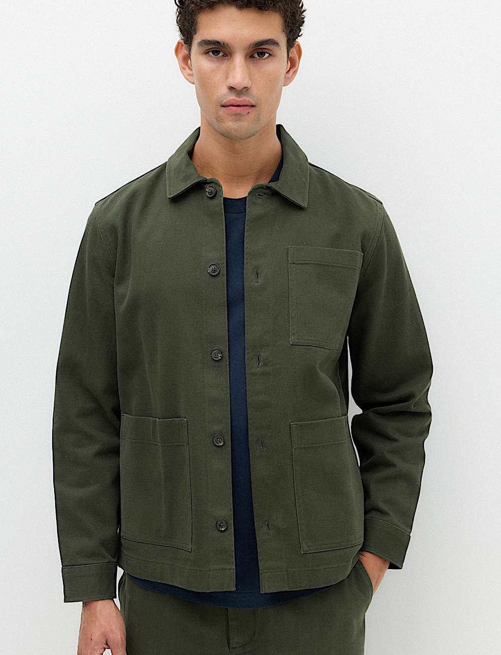 Regular Fit Pure Cotton Twill Overshirt