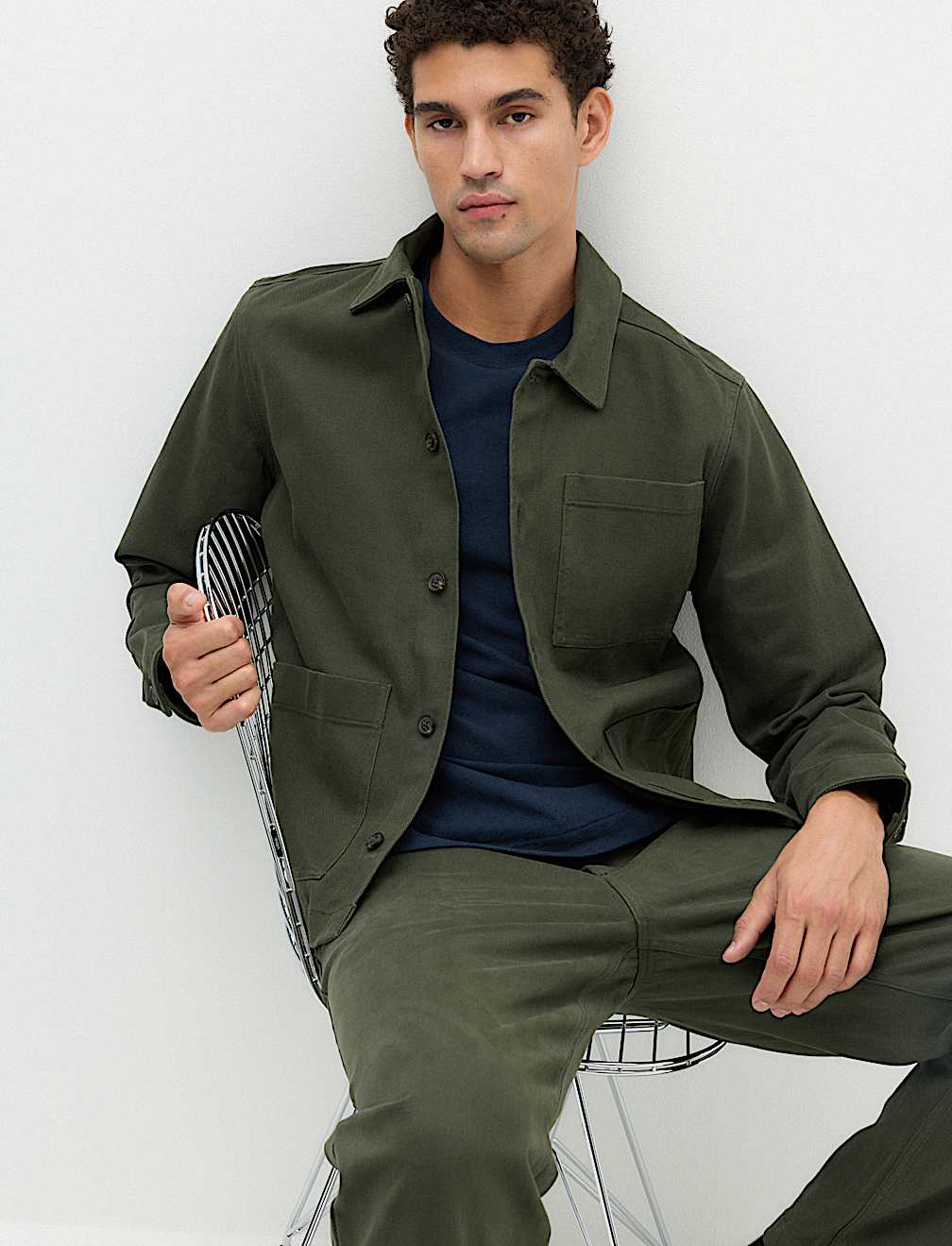 Regular Fit Pure Cotton Twill Overshirt