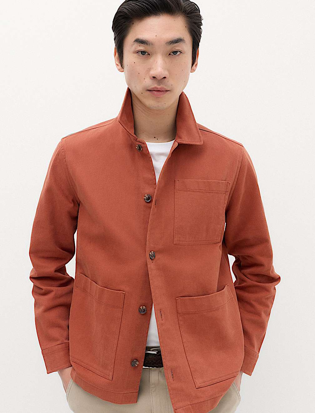 Regular Fit Pure Cotton Twill Overshirt