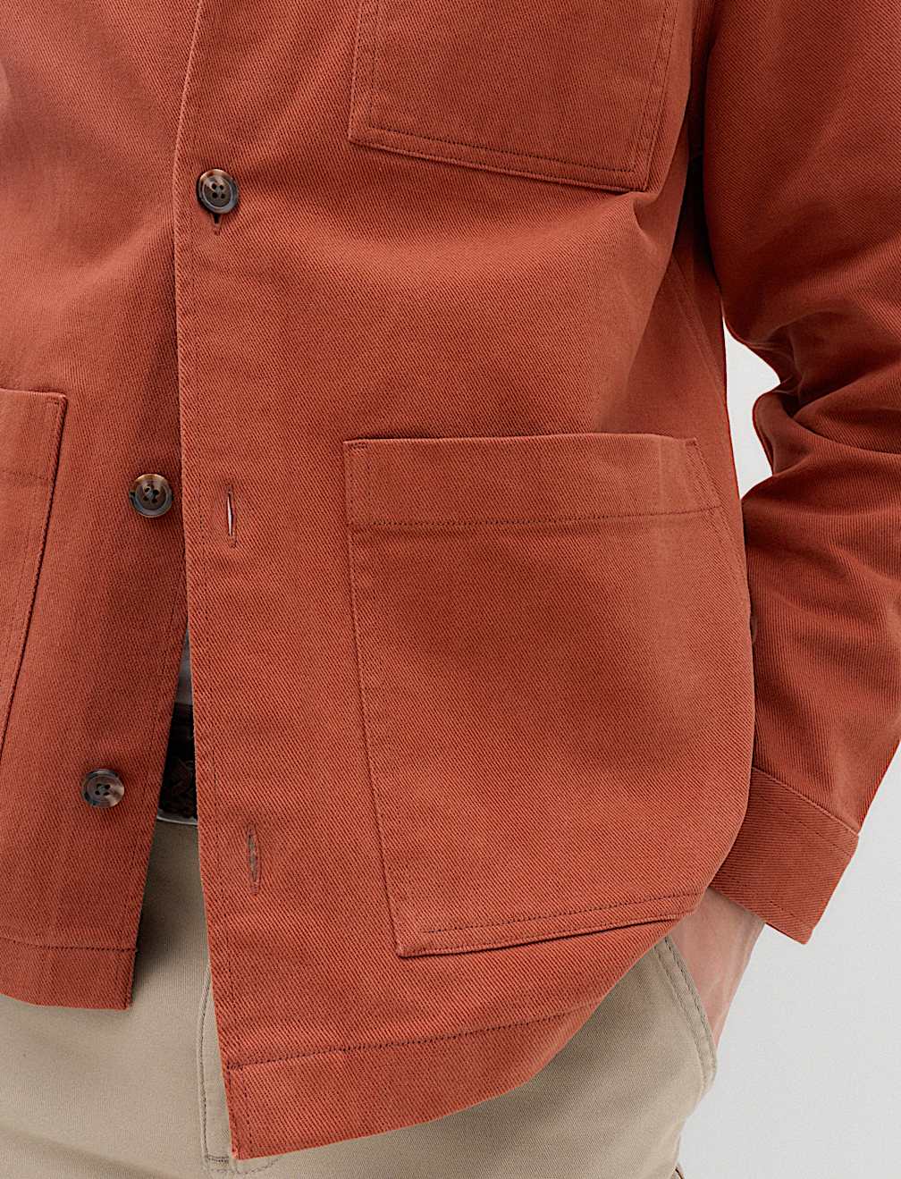 Regular Fit Pure Cotton Twill Overshirt
