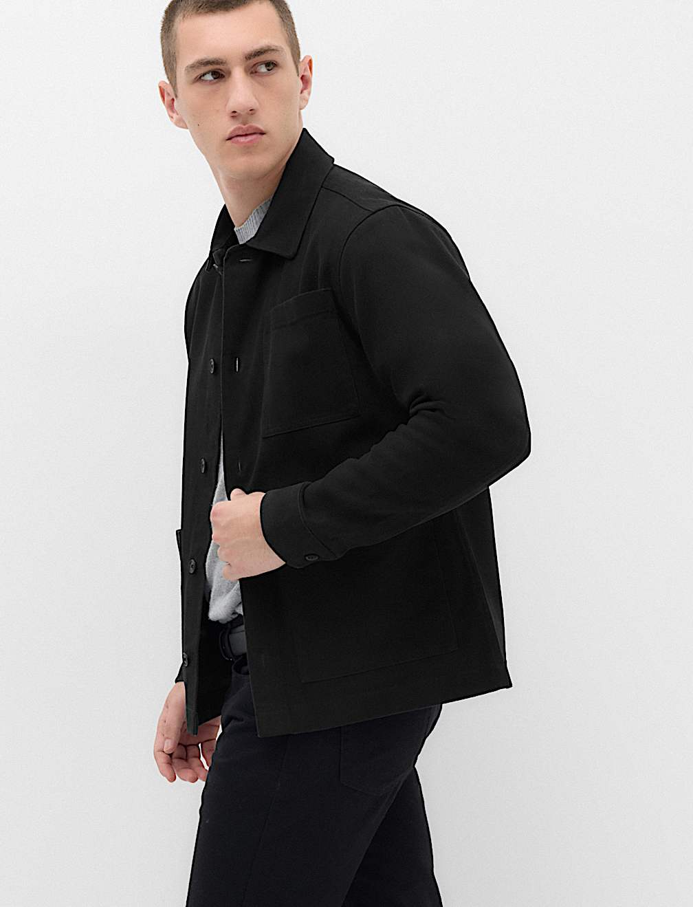 Regular Fit Pure Cotton Twill Overshirt