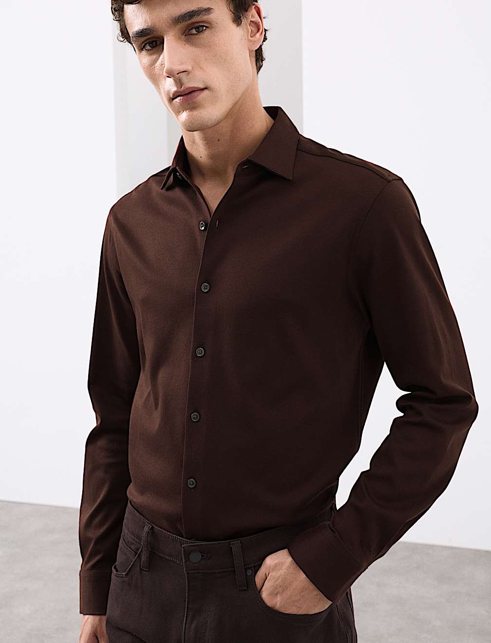 Regular Fit Easy Iron Pure Cotton Jersey Shirt