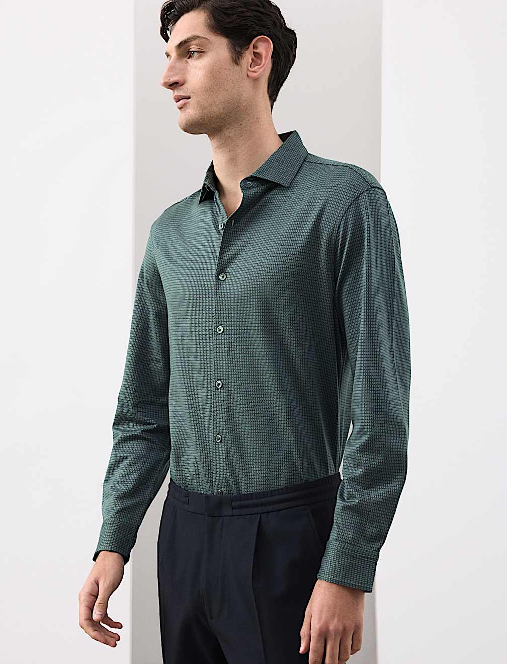 Slim Fit Easy Iron Pure Cotton Jersey Shirt