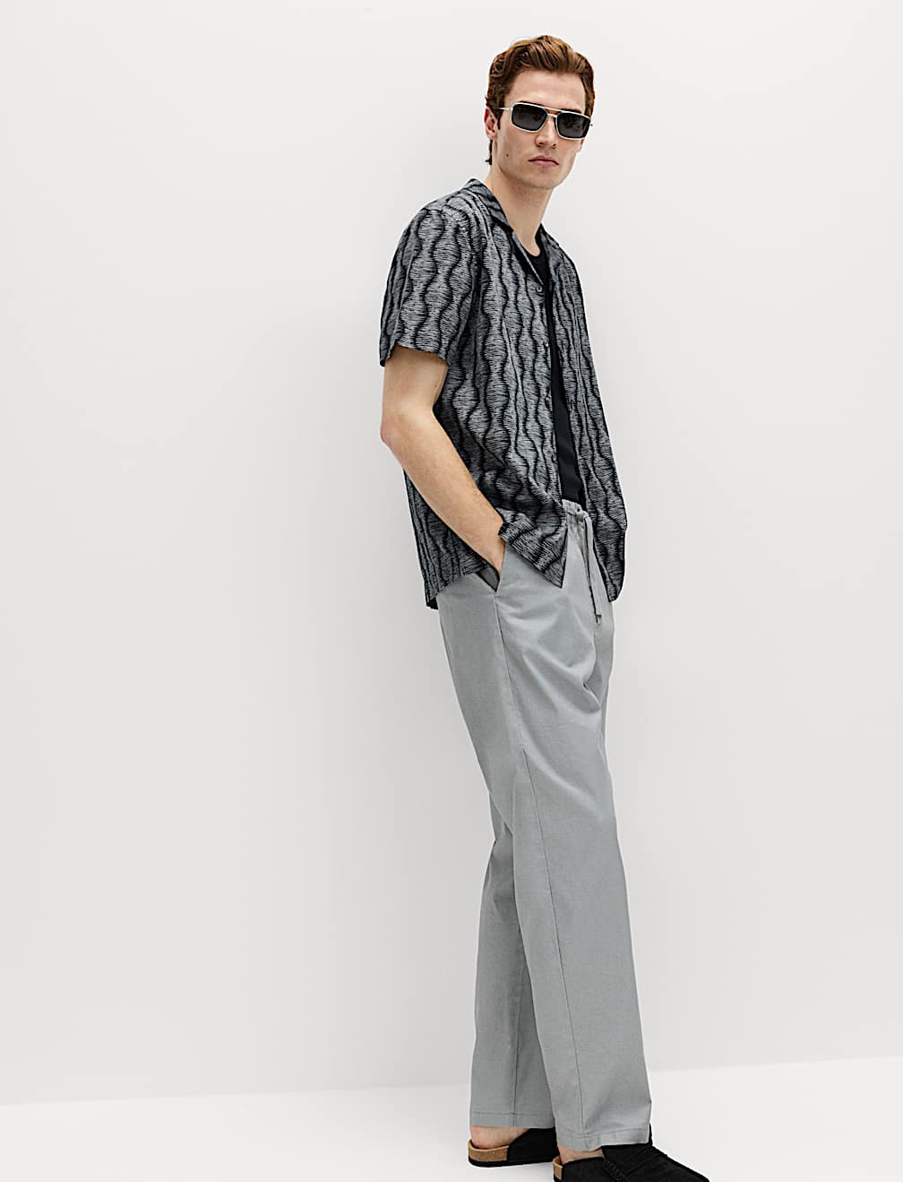 Pure Cotton Geometric Short Sleeve Shirt