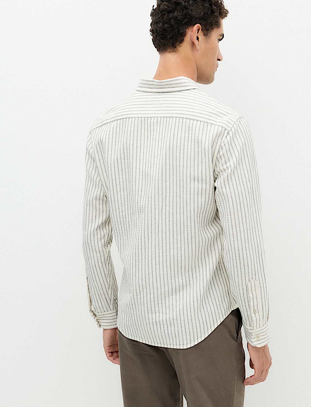 Cotton Linen Blend Striped Shirt