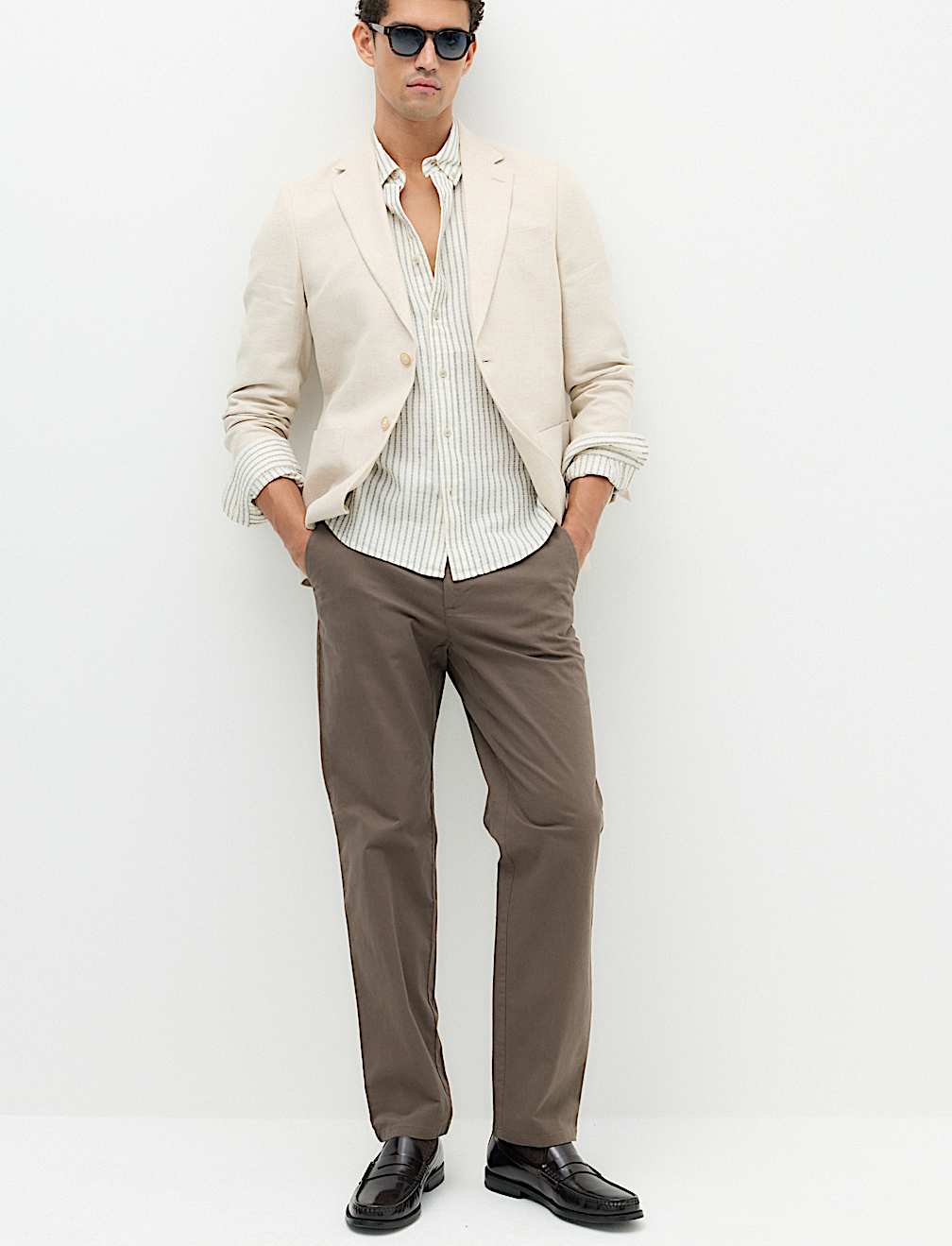 Cotton Linen Blend Striped Shirt