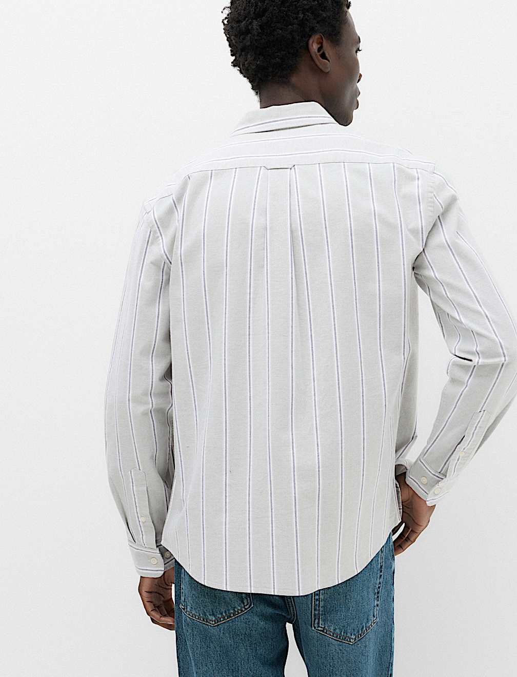 Relaxed Fit Cotton Rich Striped Oxford Shirt