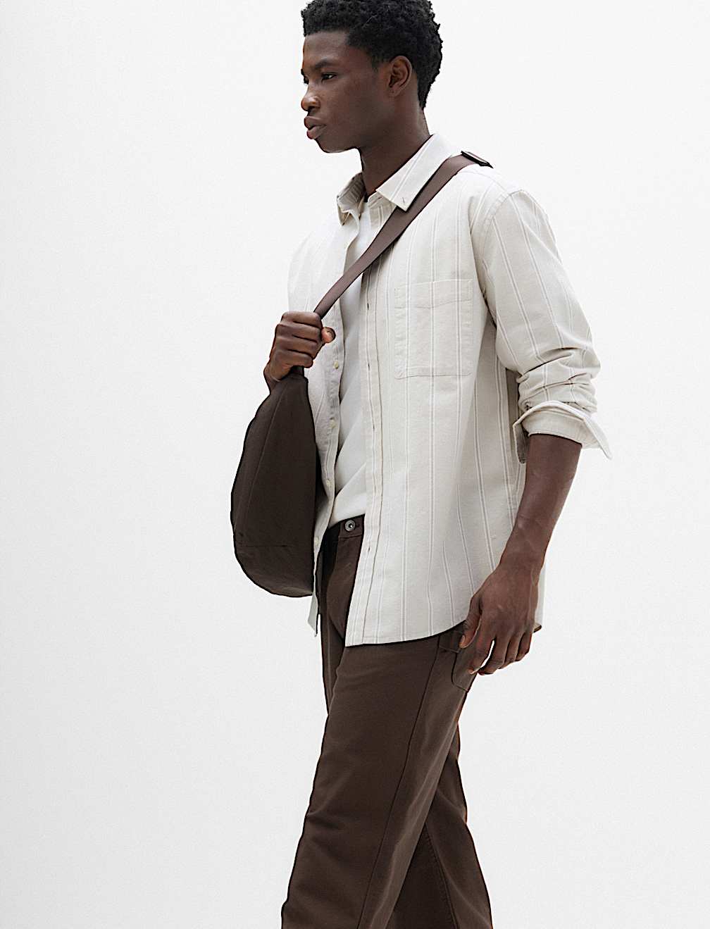 Relaxed Fit Cotton Rich Striped Oxford Shirt