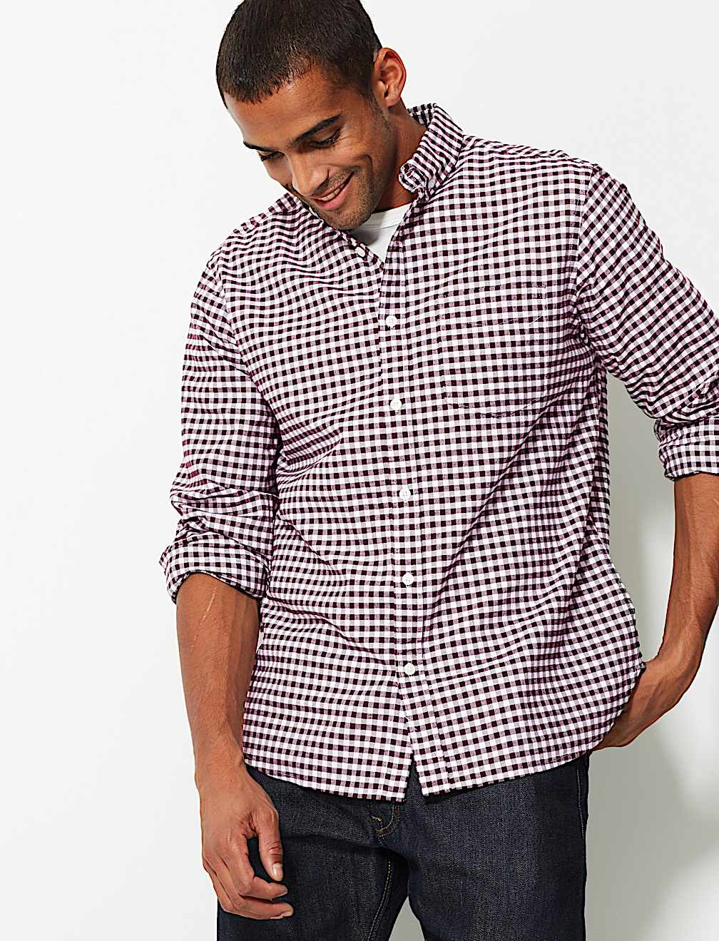 Pure Cotton Checked Oxford Shirt